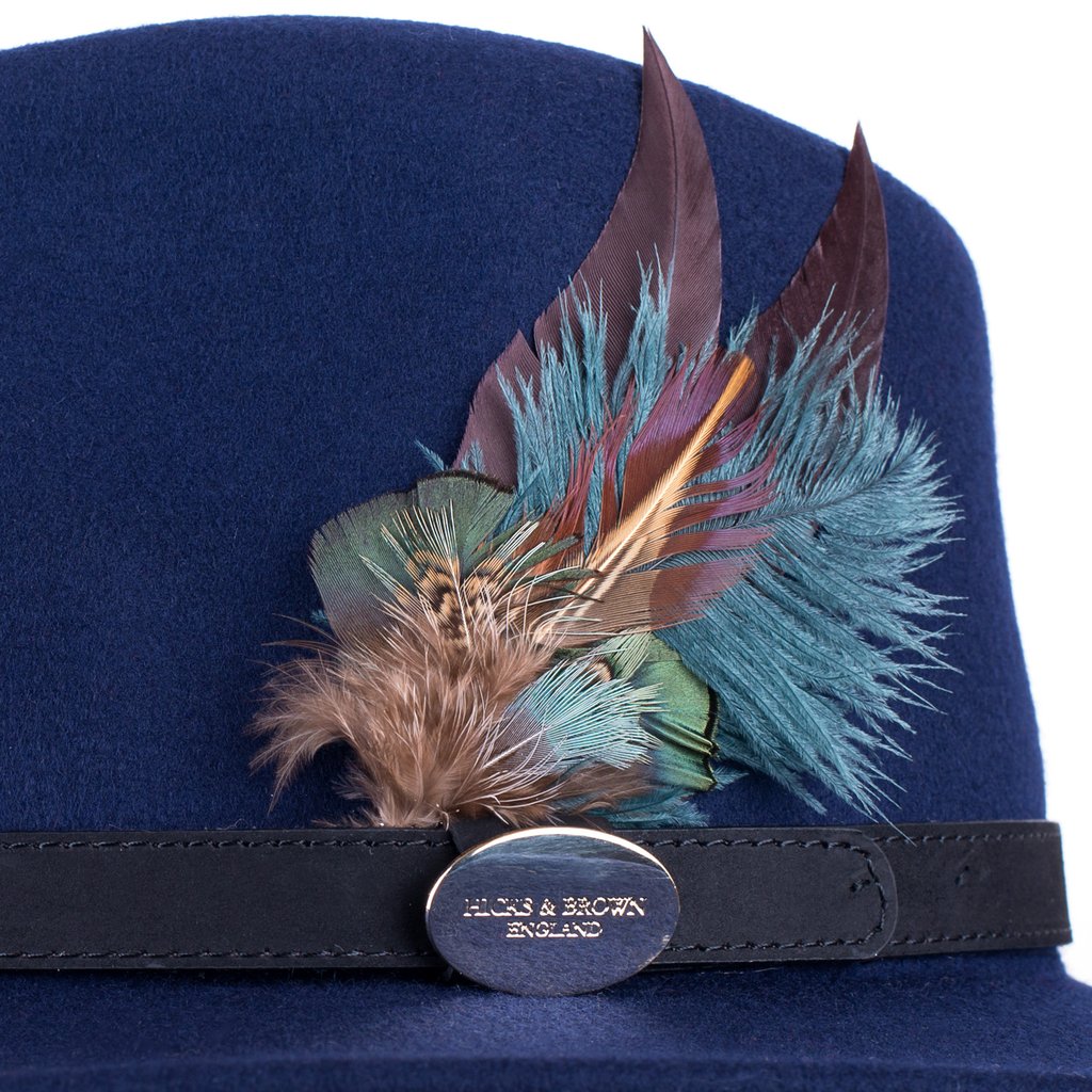 Suffolk Fedora Midnight Side Feather - Navy