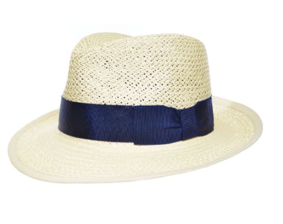 Mariner Open Weave Hat - Natural with Navy Ribbon