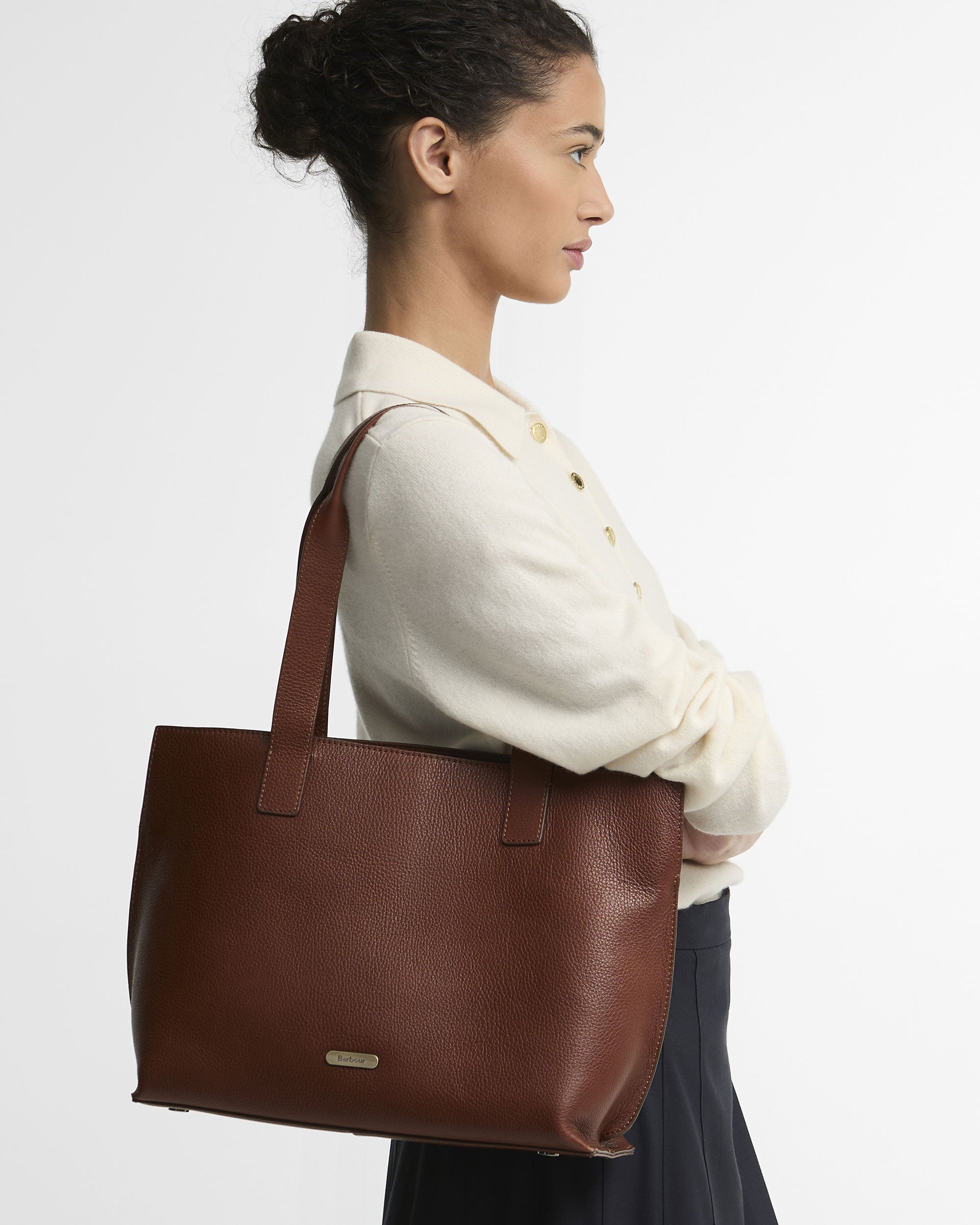 Alder Large Leather Tote Bag - Brown