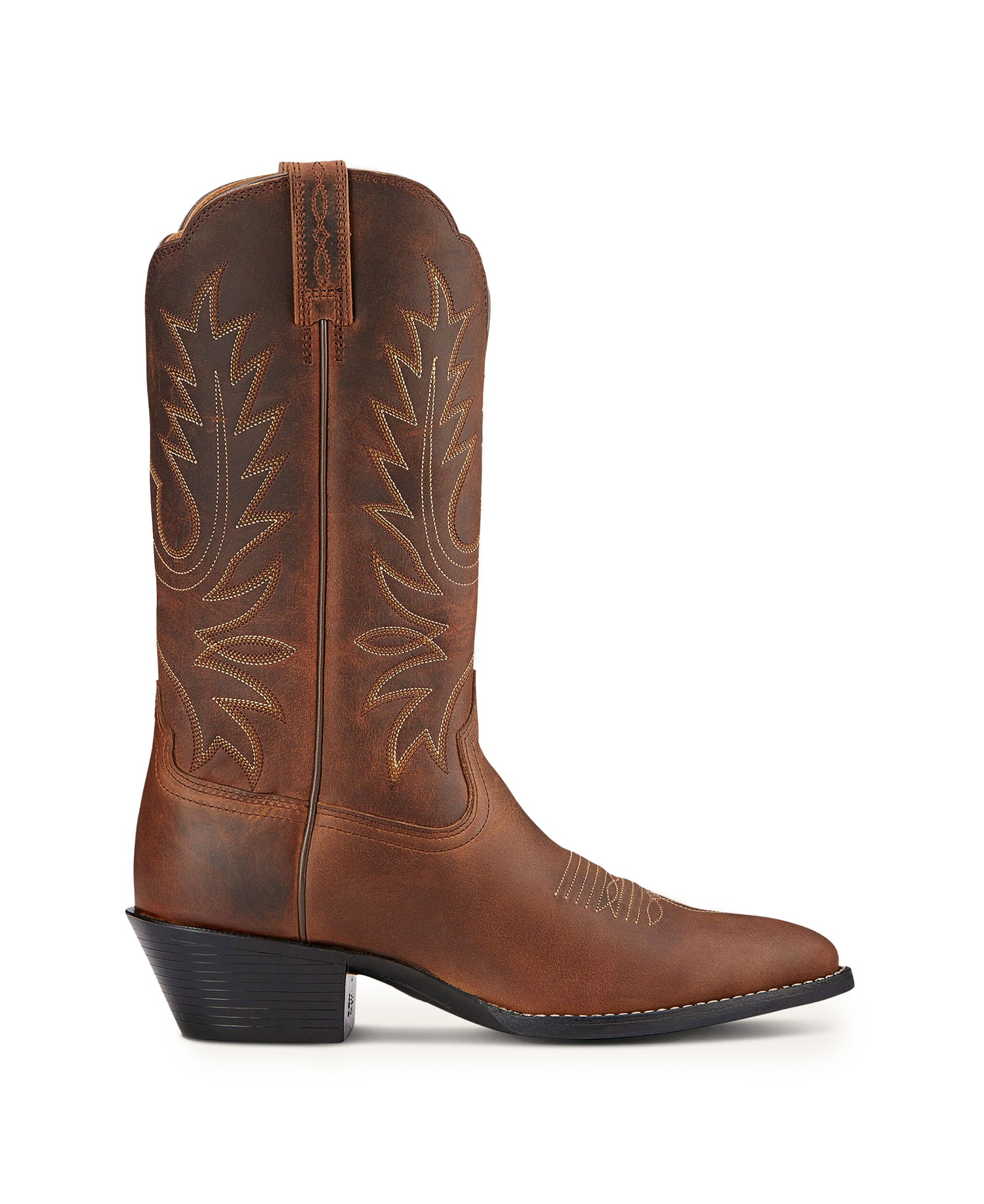 Heritage R Toe Western Boots - Distressed Brown