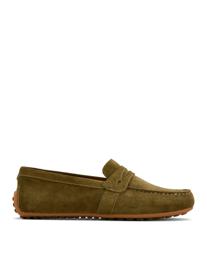 Selene Driving Moc - Dark Olive Suede