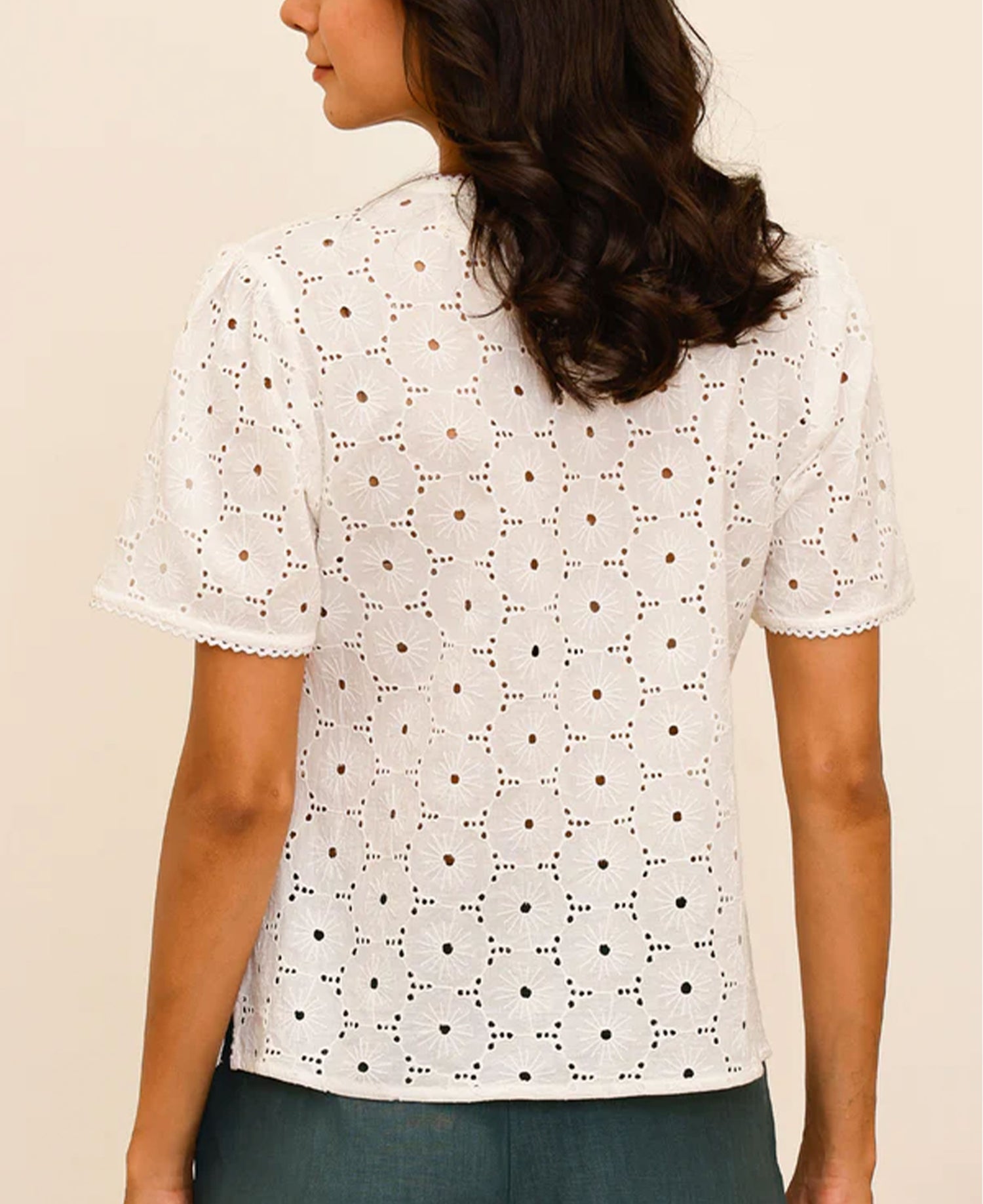 Broderie Cotton T-Shirt - White