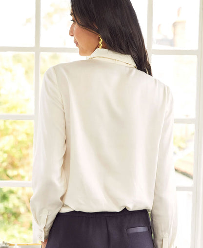 Satin Bow Blouse - Ivory