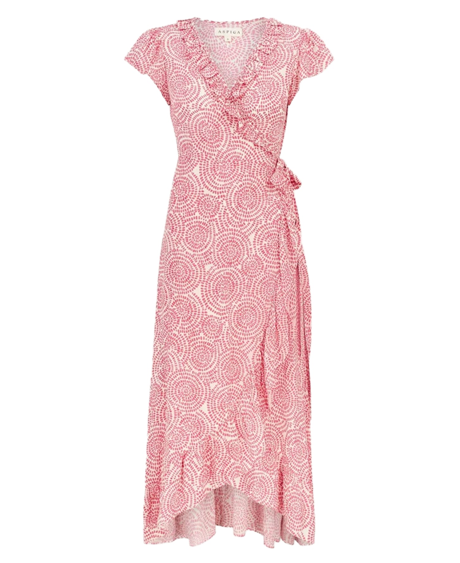 Demi Ecovero Wrap Dress - White/Pink Circle
