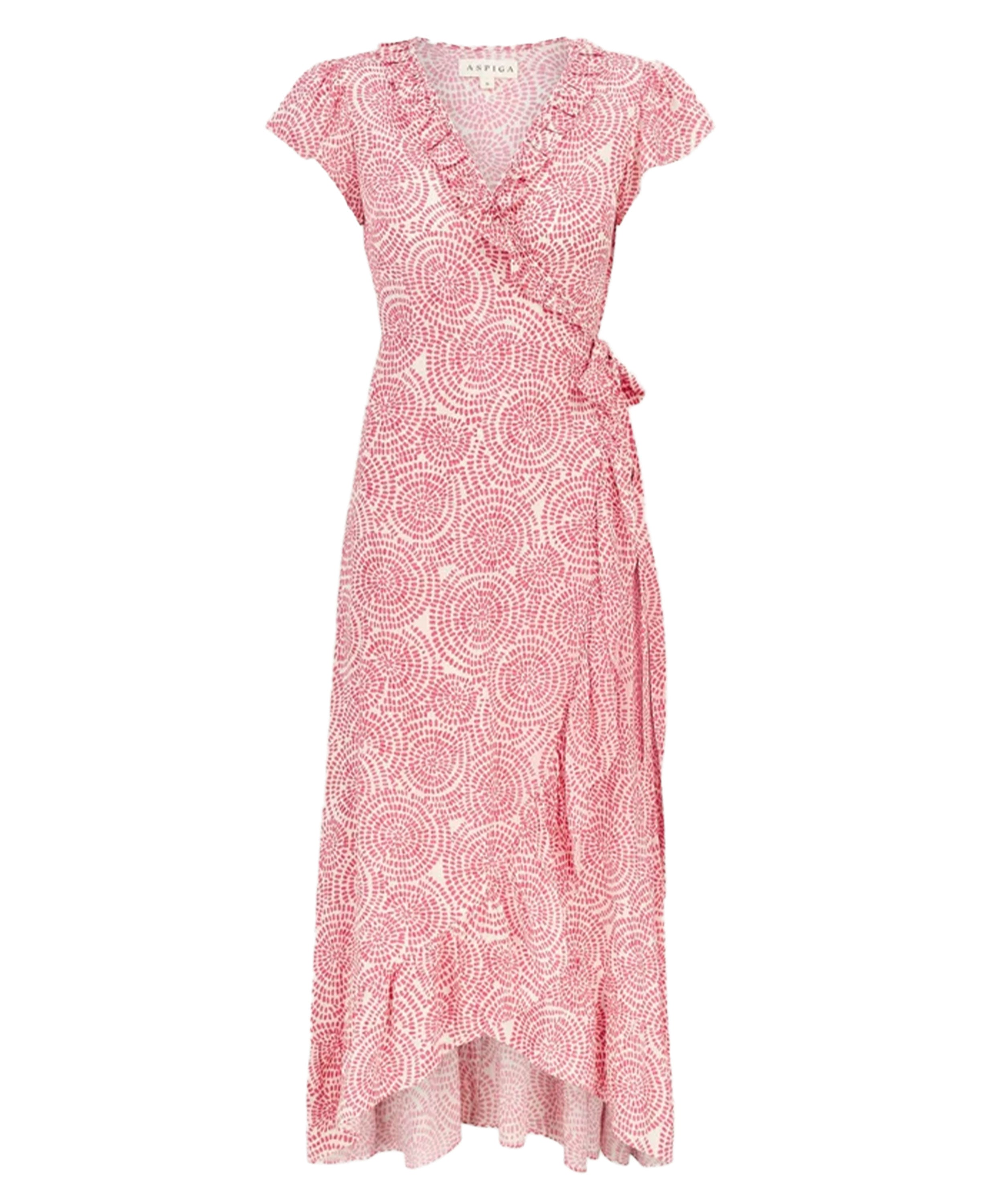 Demi Ecovero Wrap Dress - White/Pink Circle