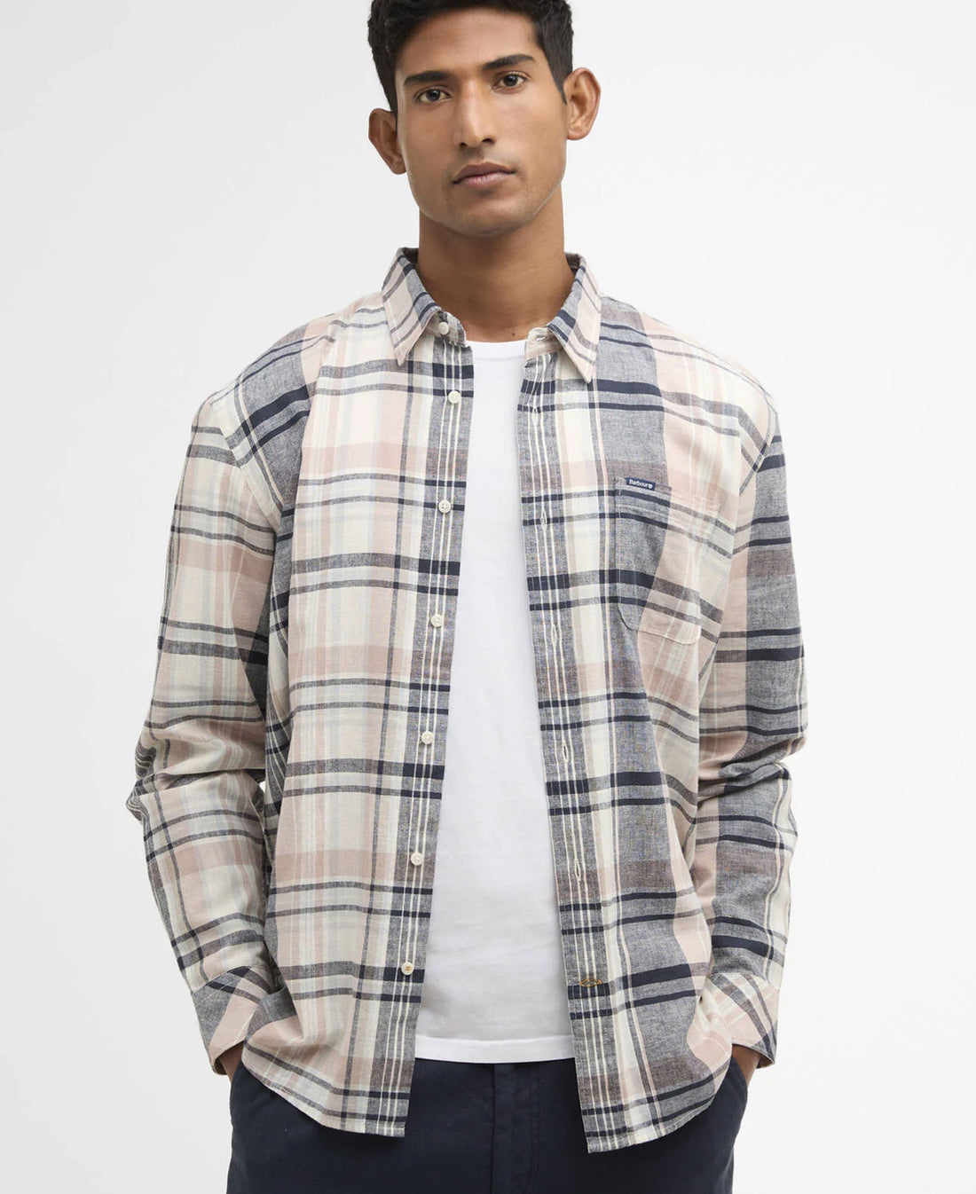 Holwick Checked Long-Sleeved Relaxed Shirt - Navy