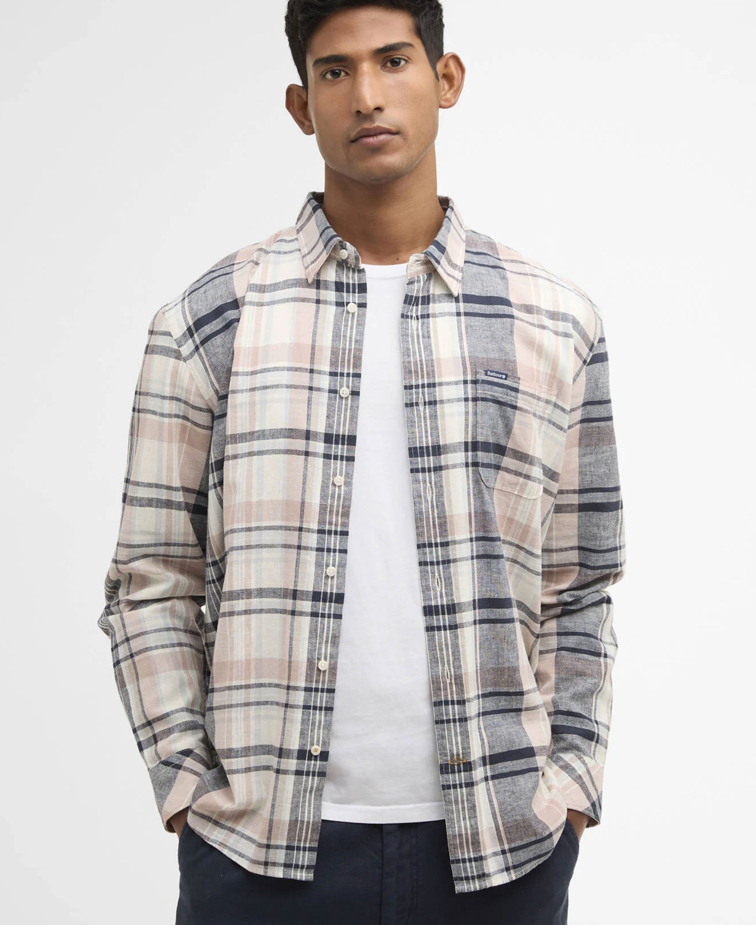 Holwick Checked Long-Sleeved Relaxed Shirt - Navy