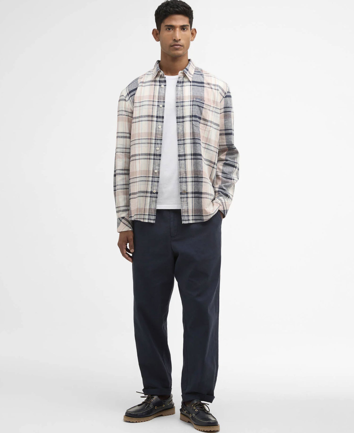 Holwick Checked Long-Sleeved Relaxed Shirt - Navy