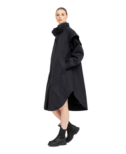 Tyfon Coat - Black Tweed