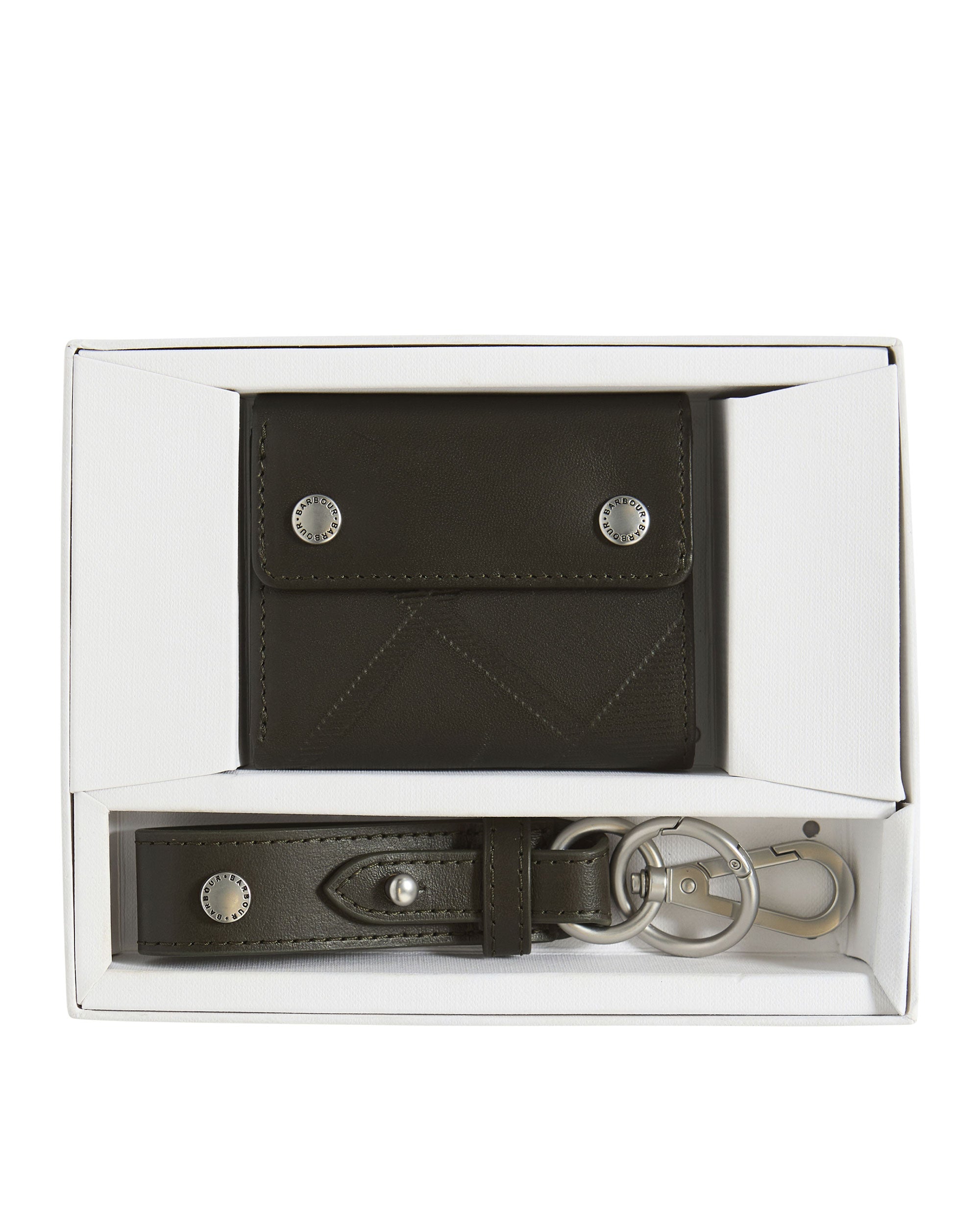 Brunton Leather Wallet &amp; Key Fob Gift Set - Dark Olive