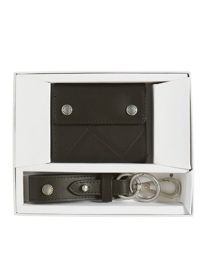 Brunton Leather Wallet &amp; Key Fob Gift Set - Dark Olive
