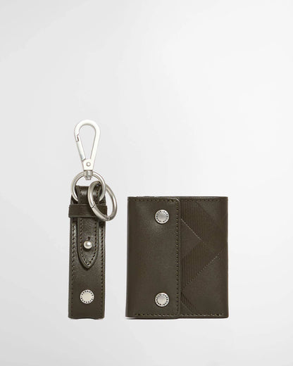 Brunton Leather Wallet &amp; Key Fob Gift Set - Dark Olive