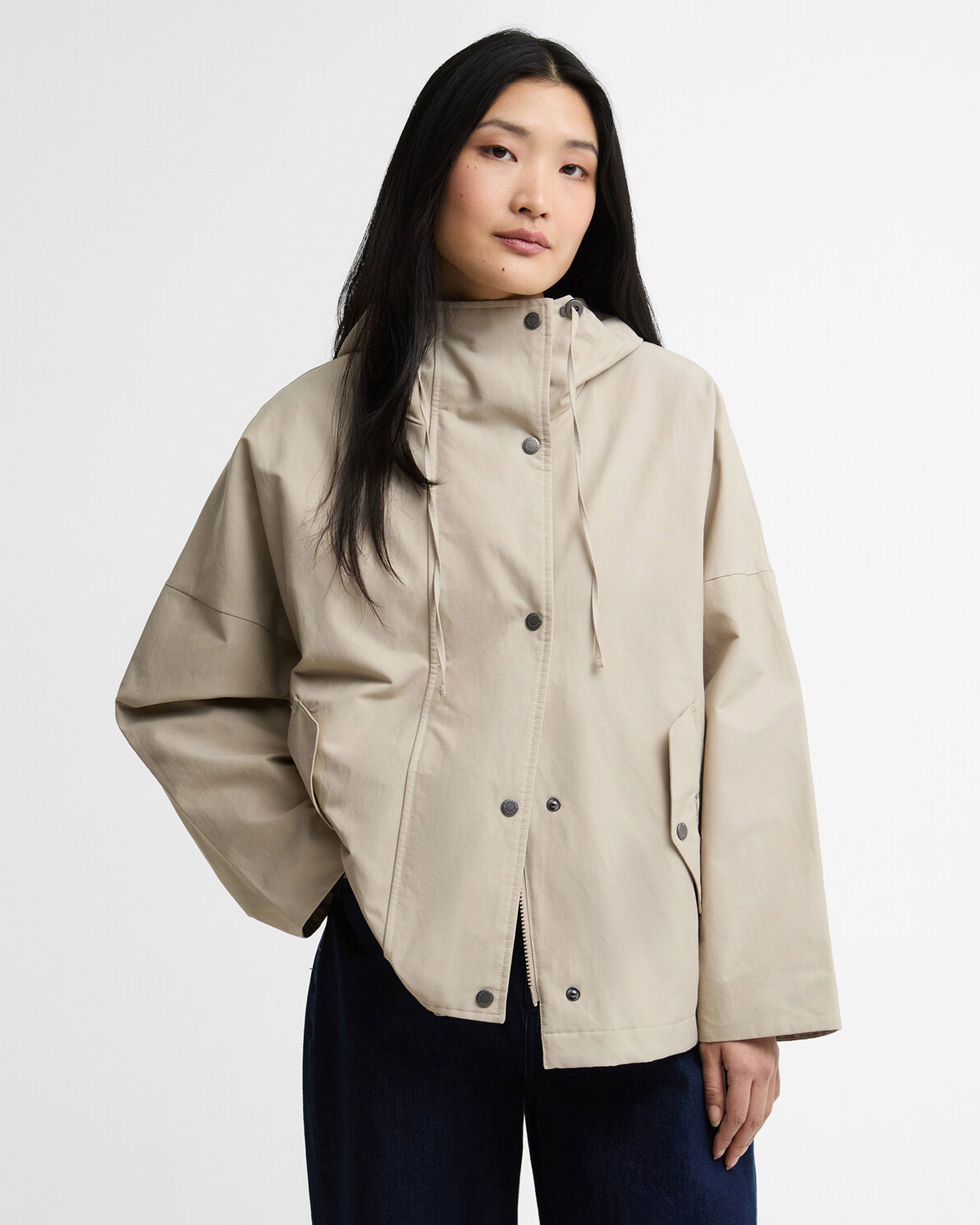 Kingswood Showerproof Jacket - Light Sand/Navy Gingham