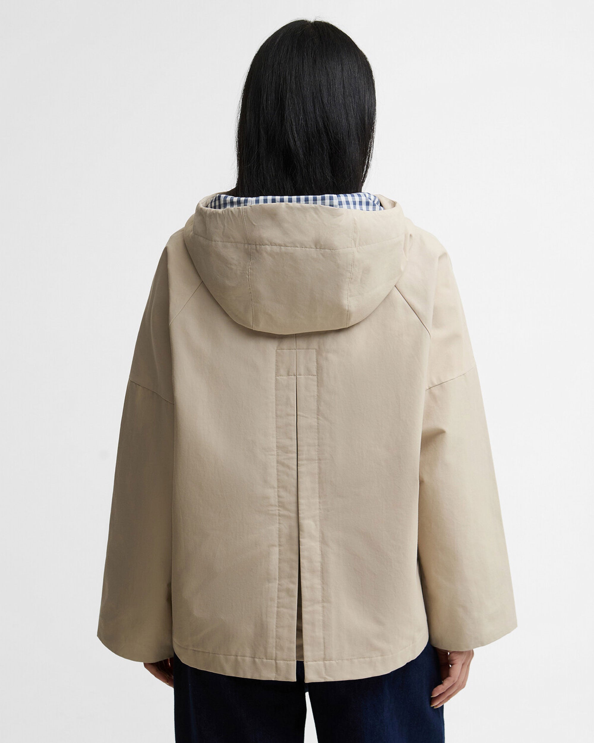 Kingswood Showerproof Jacket - Light Sand/Navy Gingham