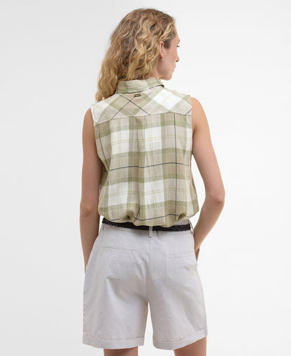 Agnes Sleeveless Shirt - Rosemary Tartan