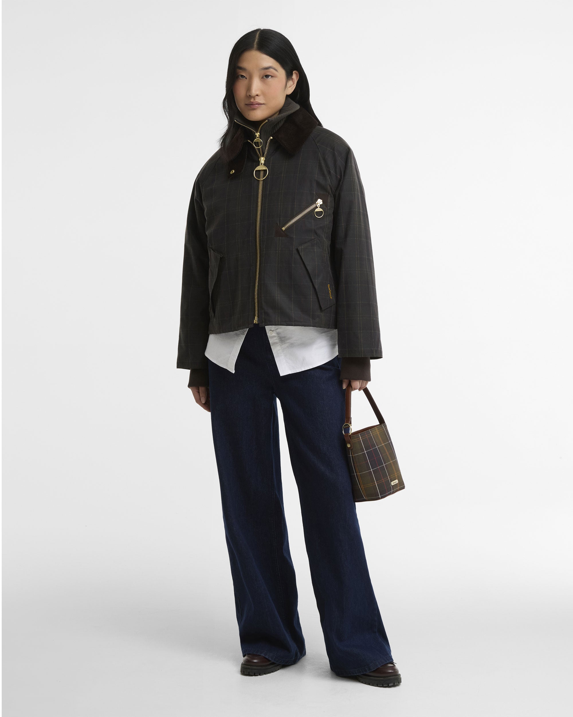 Arlene Checked Wax Jacket - Classic/Shadow Classic