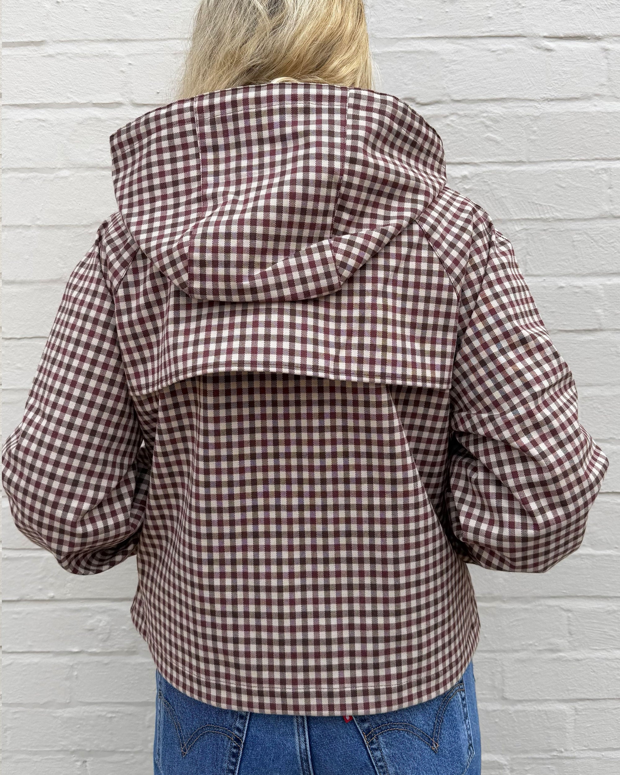 Audrey Showerproof Jacket - Cranberry/Brown Gingham