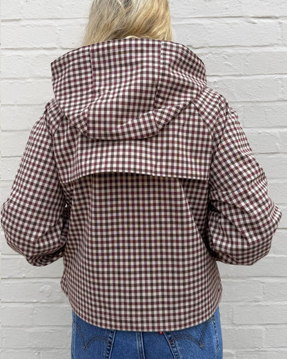 Audrey Showerproof Jacket - Cranberry/Brown Gingham