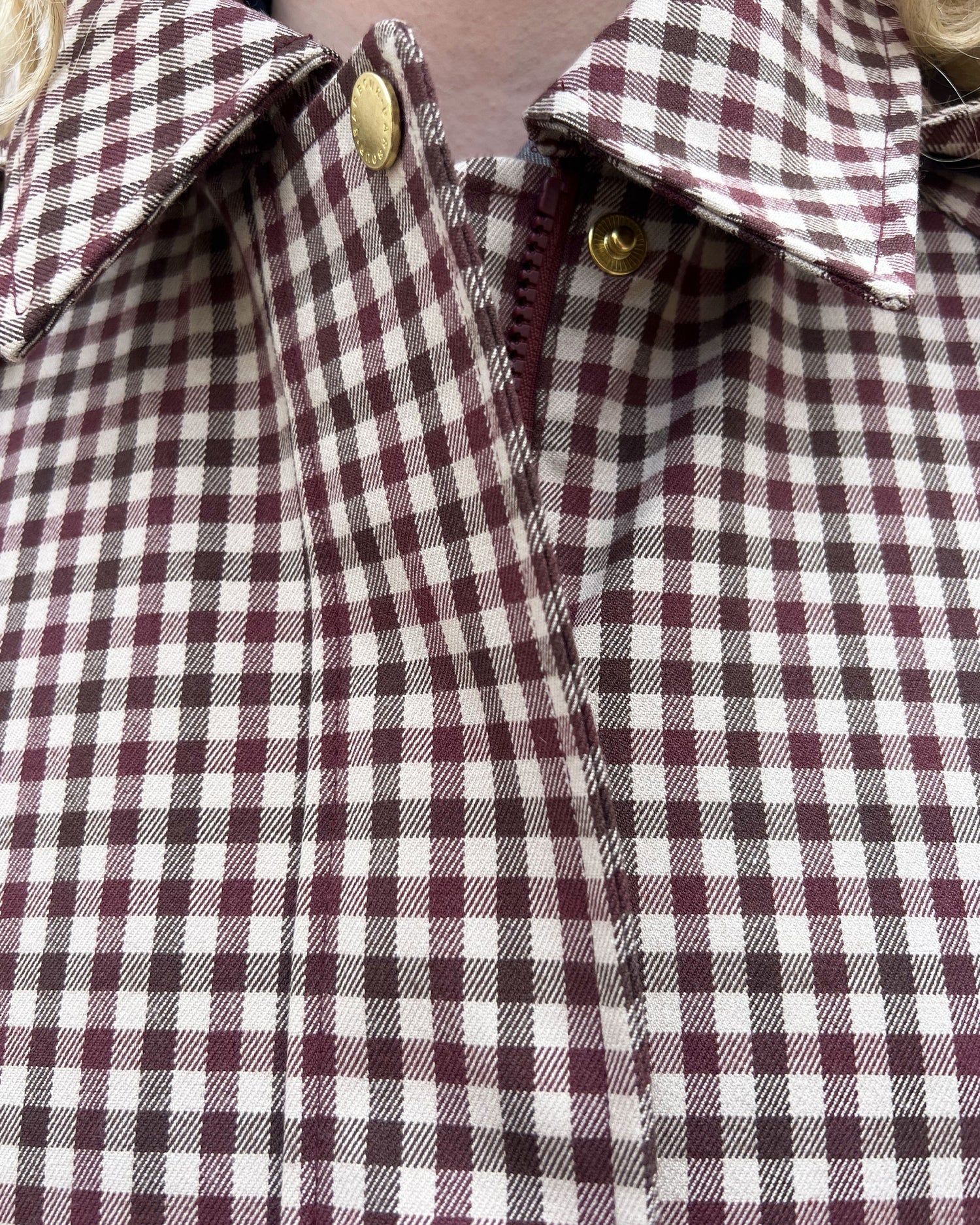 Audrey Showerproof Jacket - Cranberry/Brown Gingham