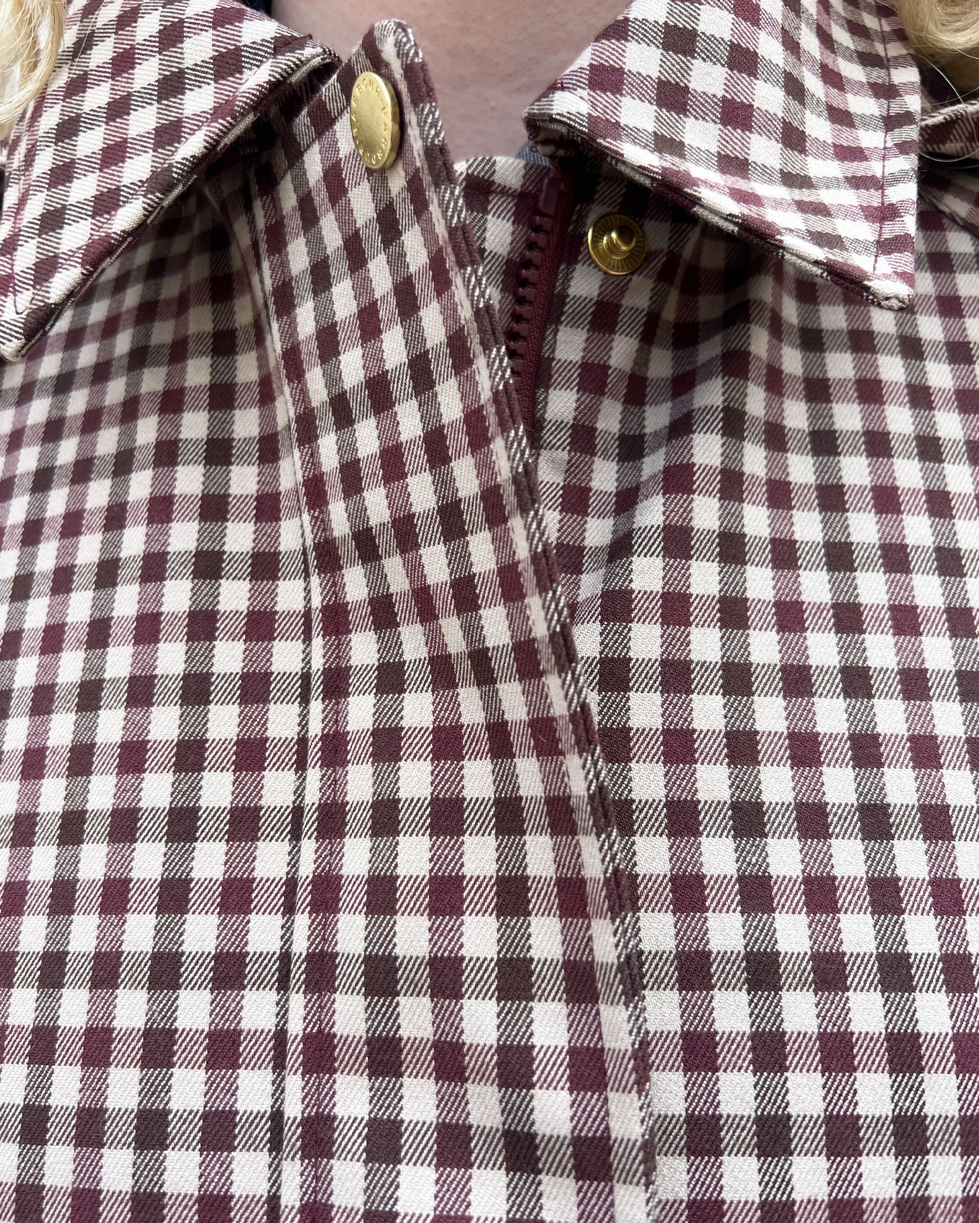 Audrey Showerproof Jacket - Cranberry/Brown Gingham