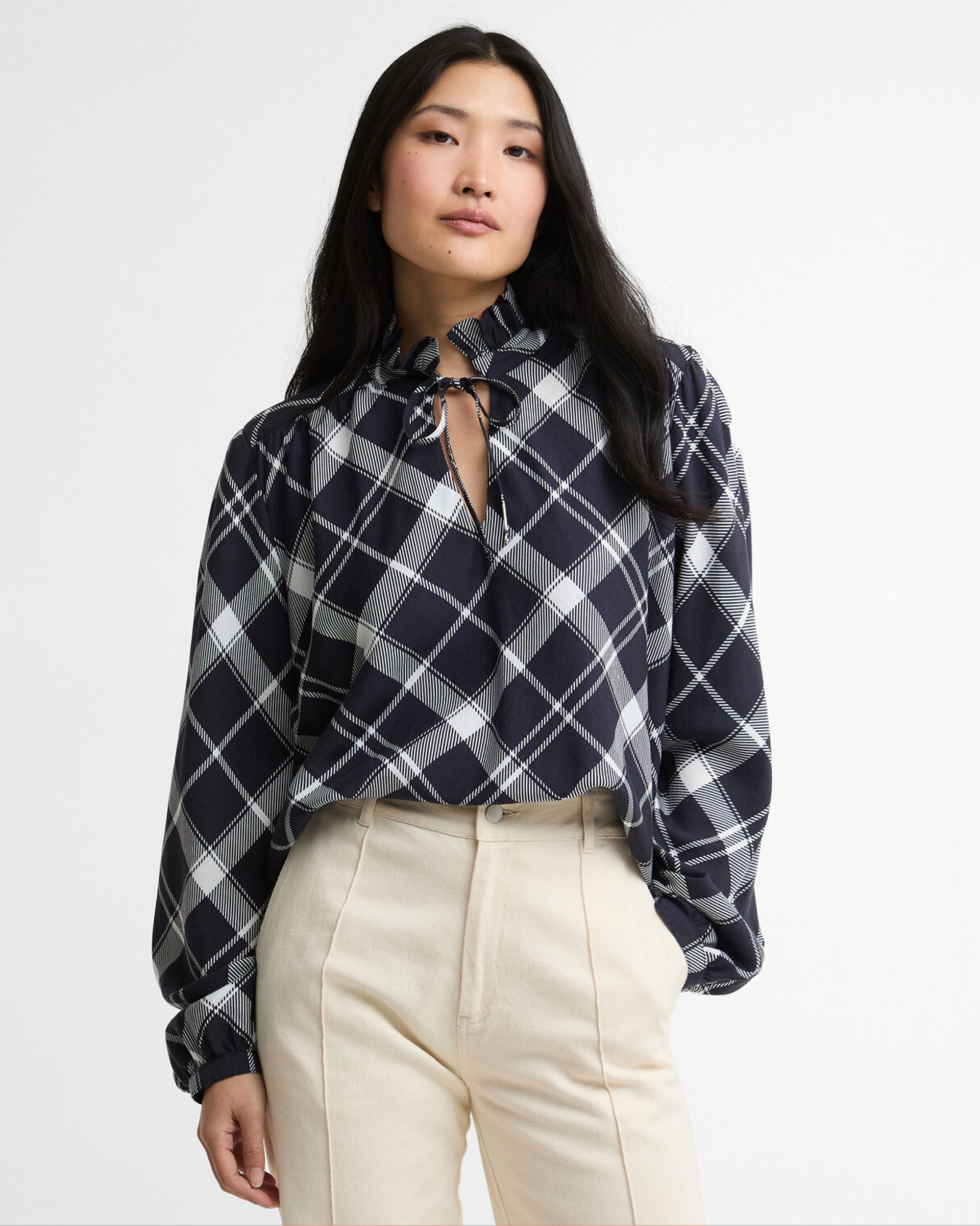 Baiton Top - Dark Navy/White Check