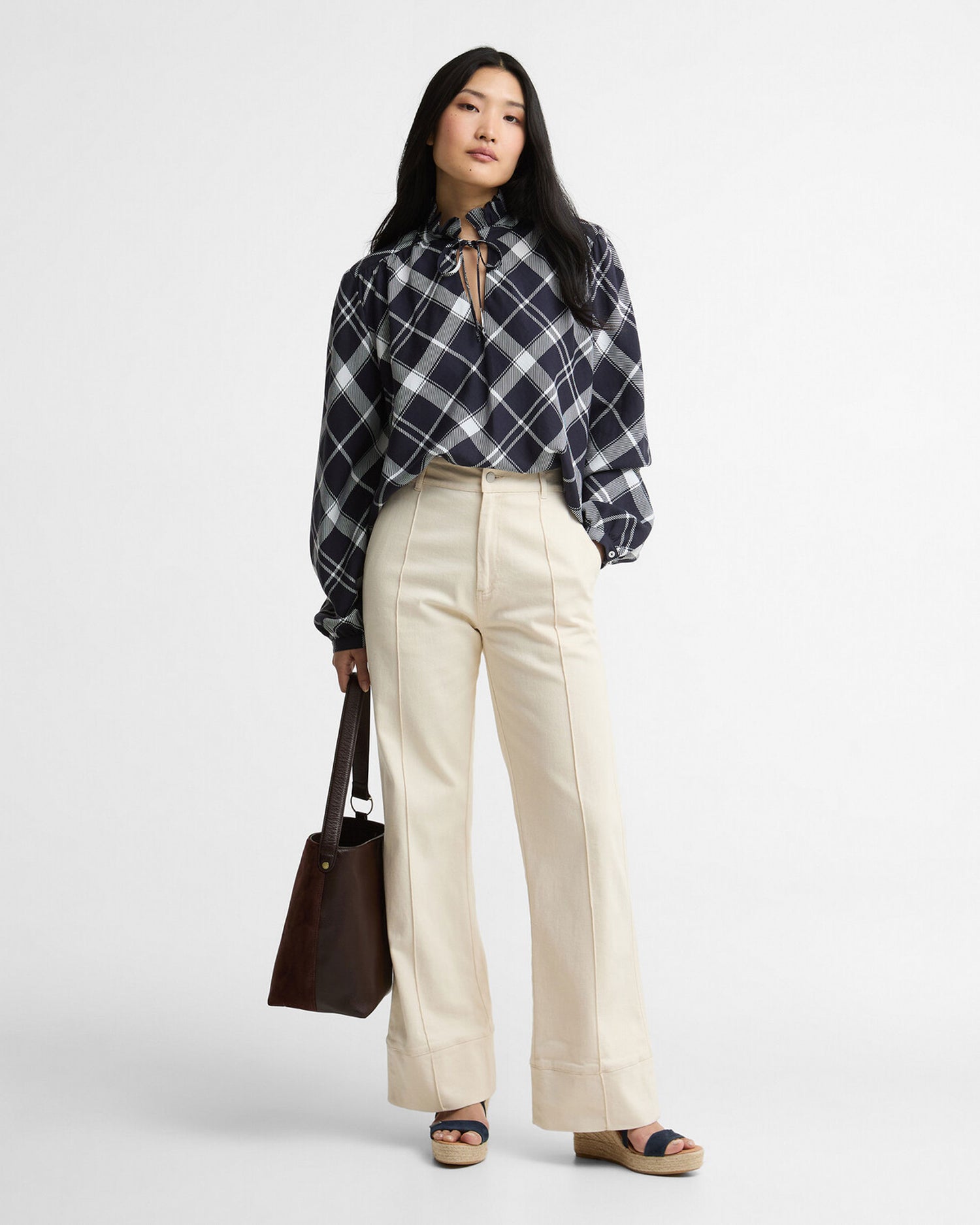Baiton Top - Dark Navy/White Check