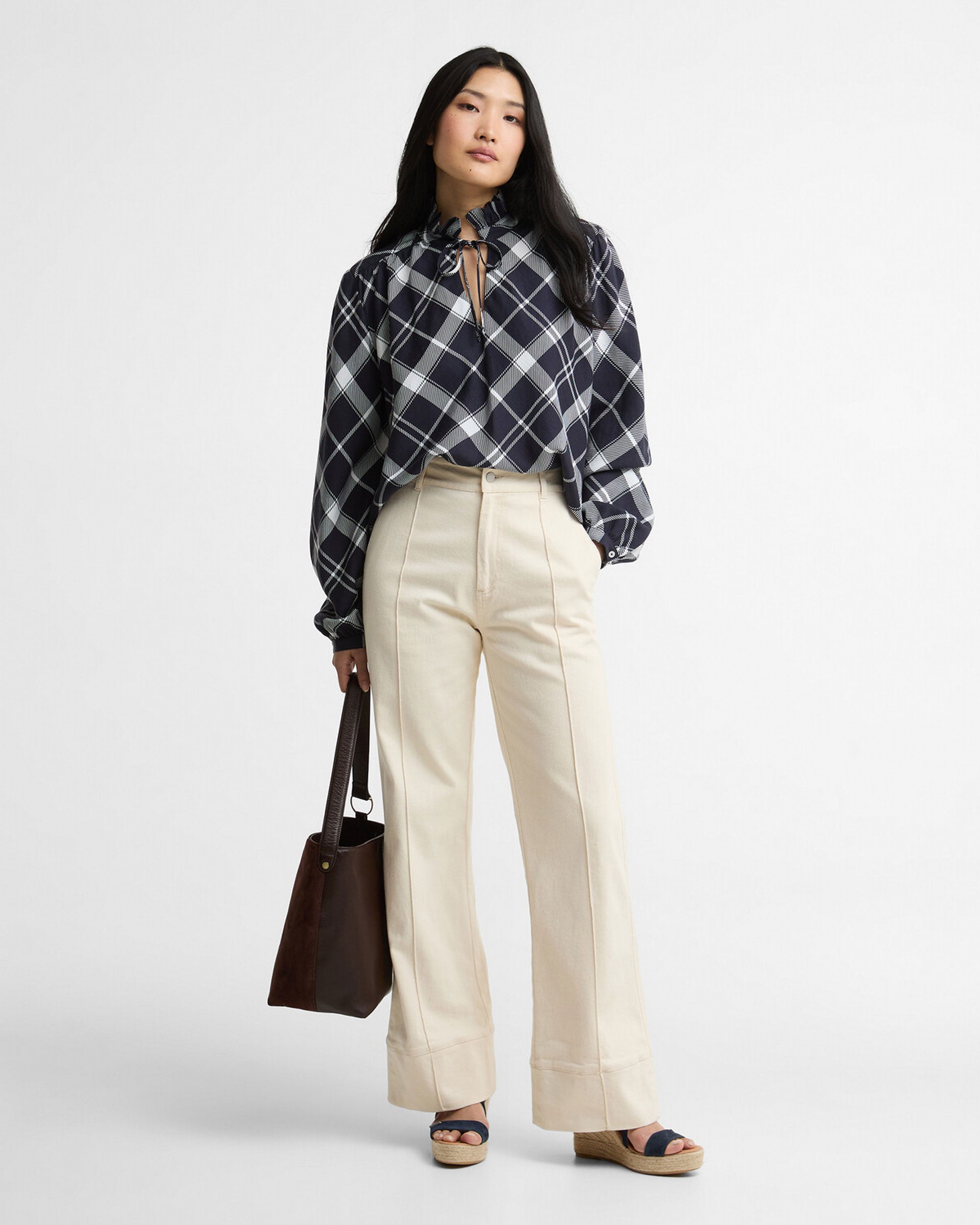 Baiton Top - Dark Navy/White Check