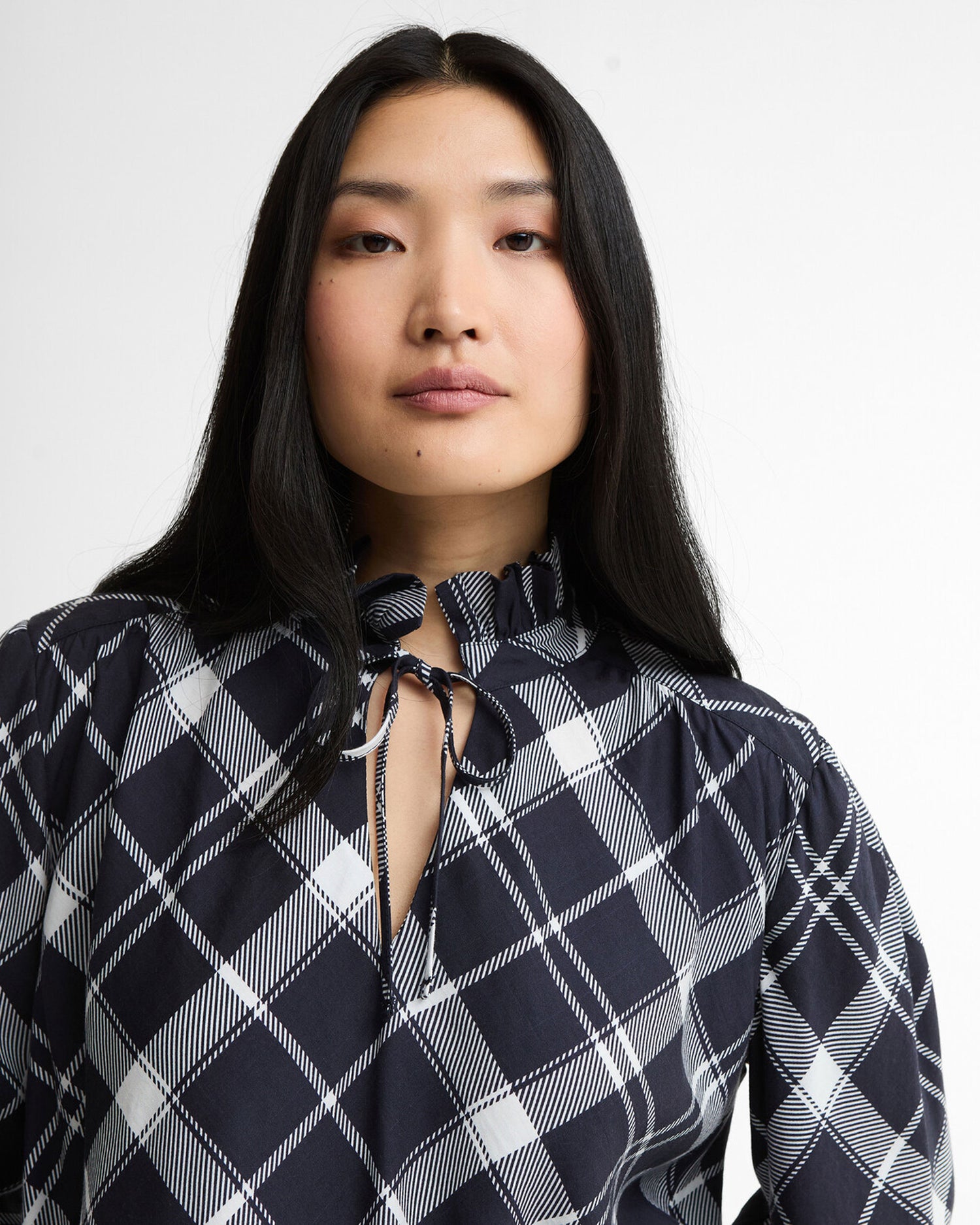 Baiton Top - Dark Navy/White Check