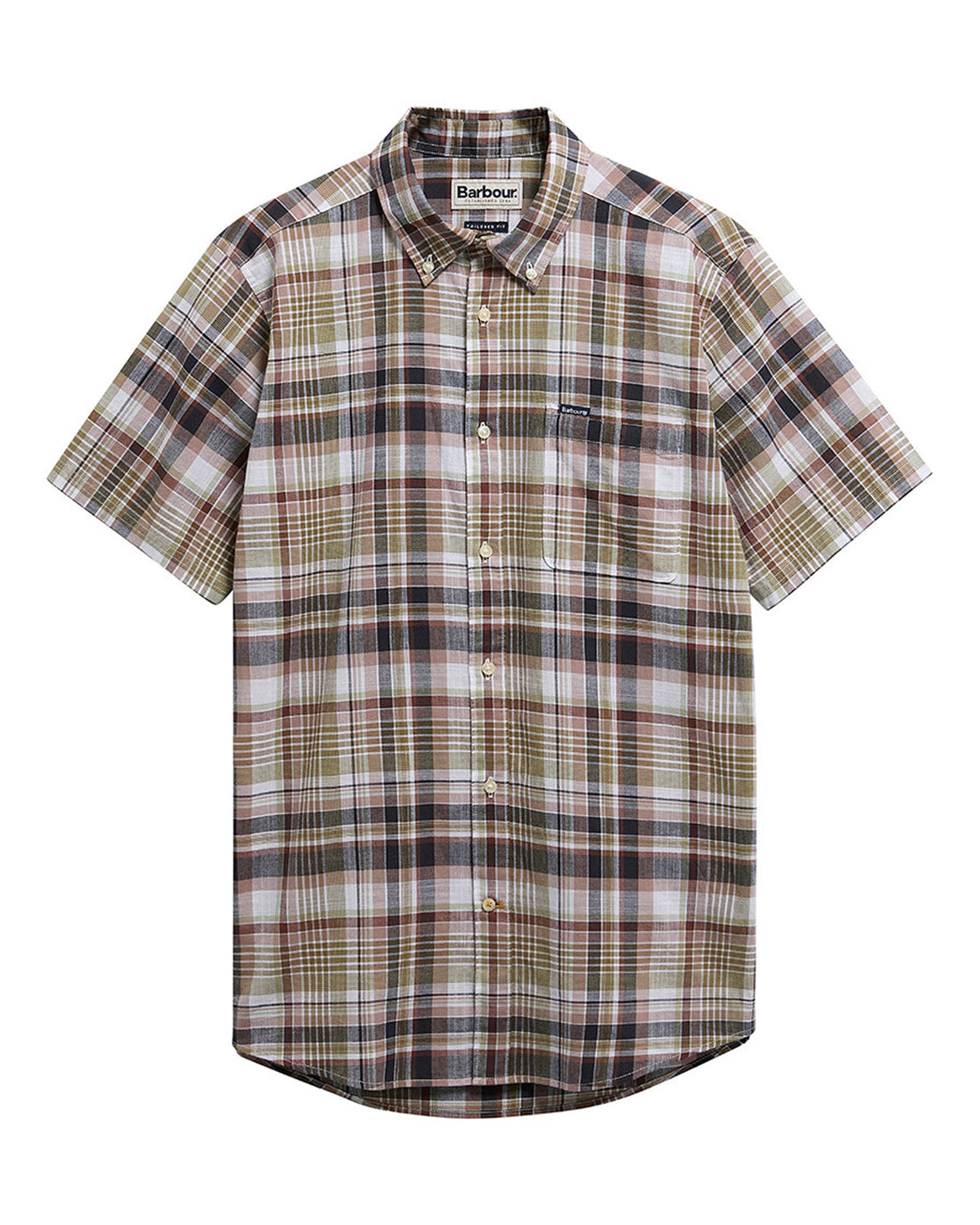 Baycliff Checked Short Sleeve Tailored Shirt - Burnt Pepper