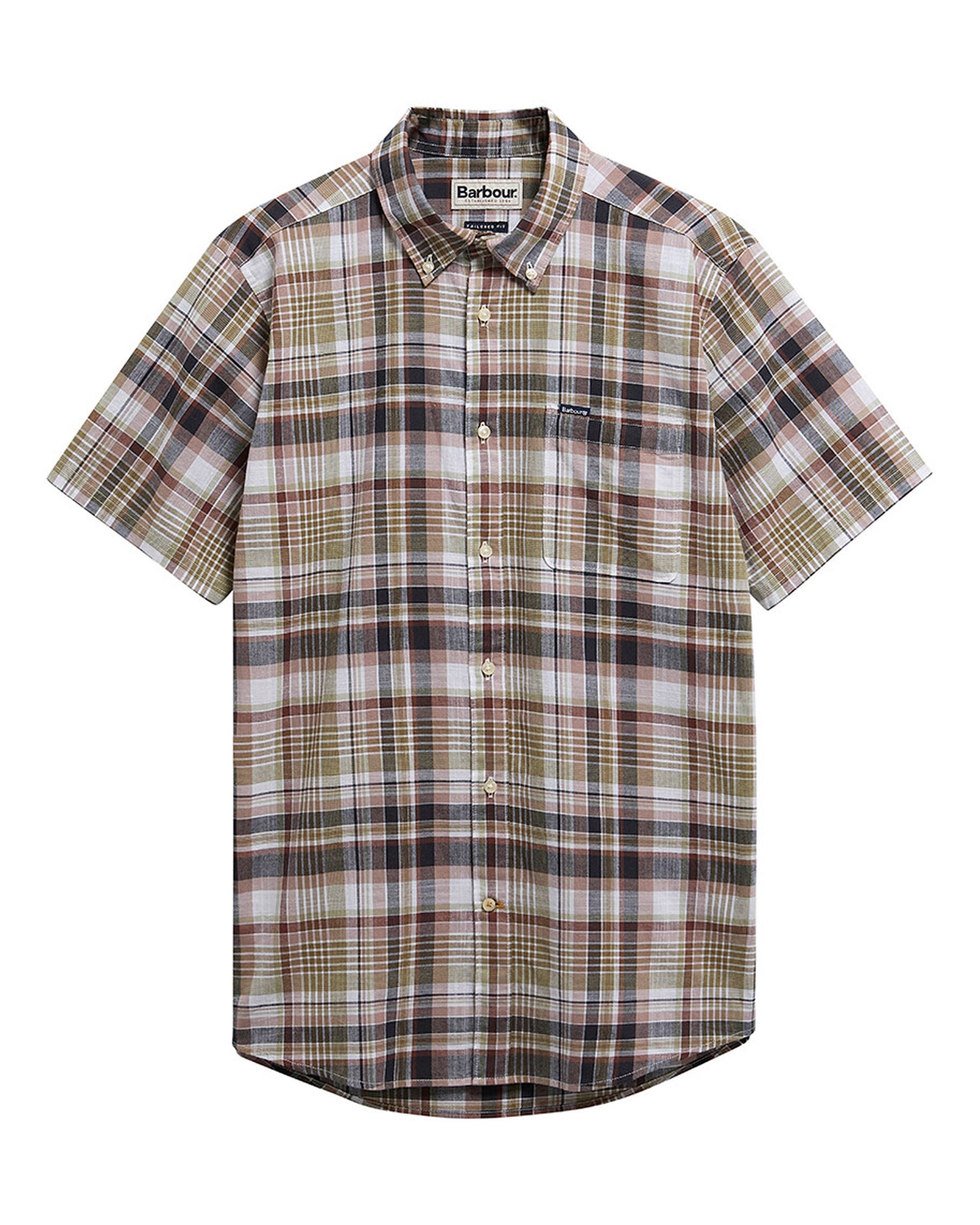 Baycliff Checked Short Sleeve Tailored Shirt - Burnt Pepper