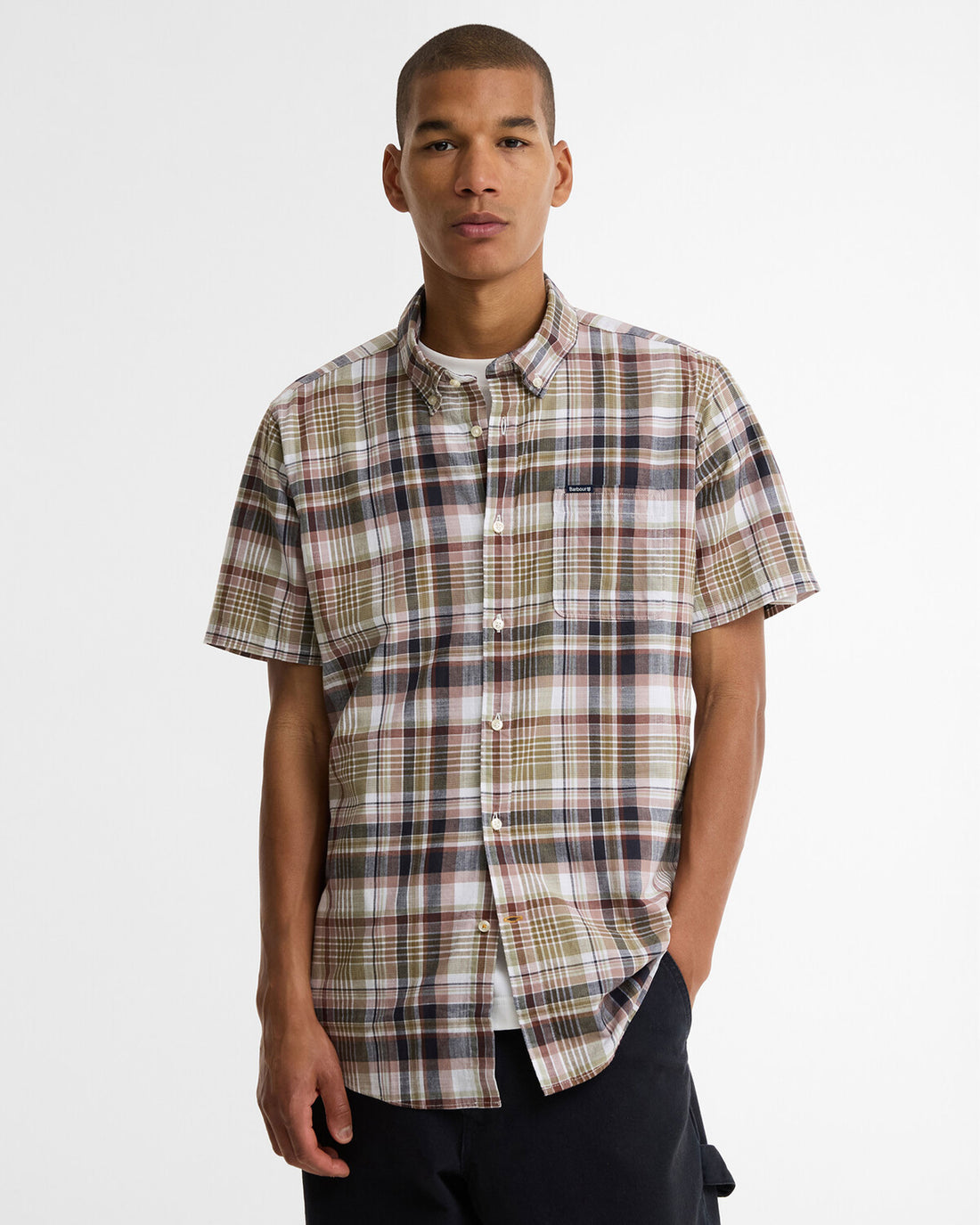 Baycliff Checked Short Sleeve Tailored Shirt - Burnt Pepper