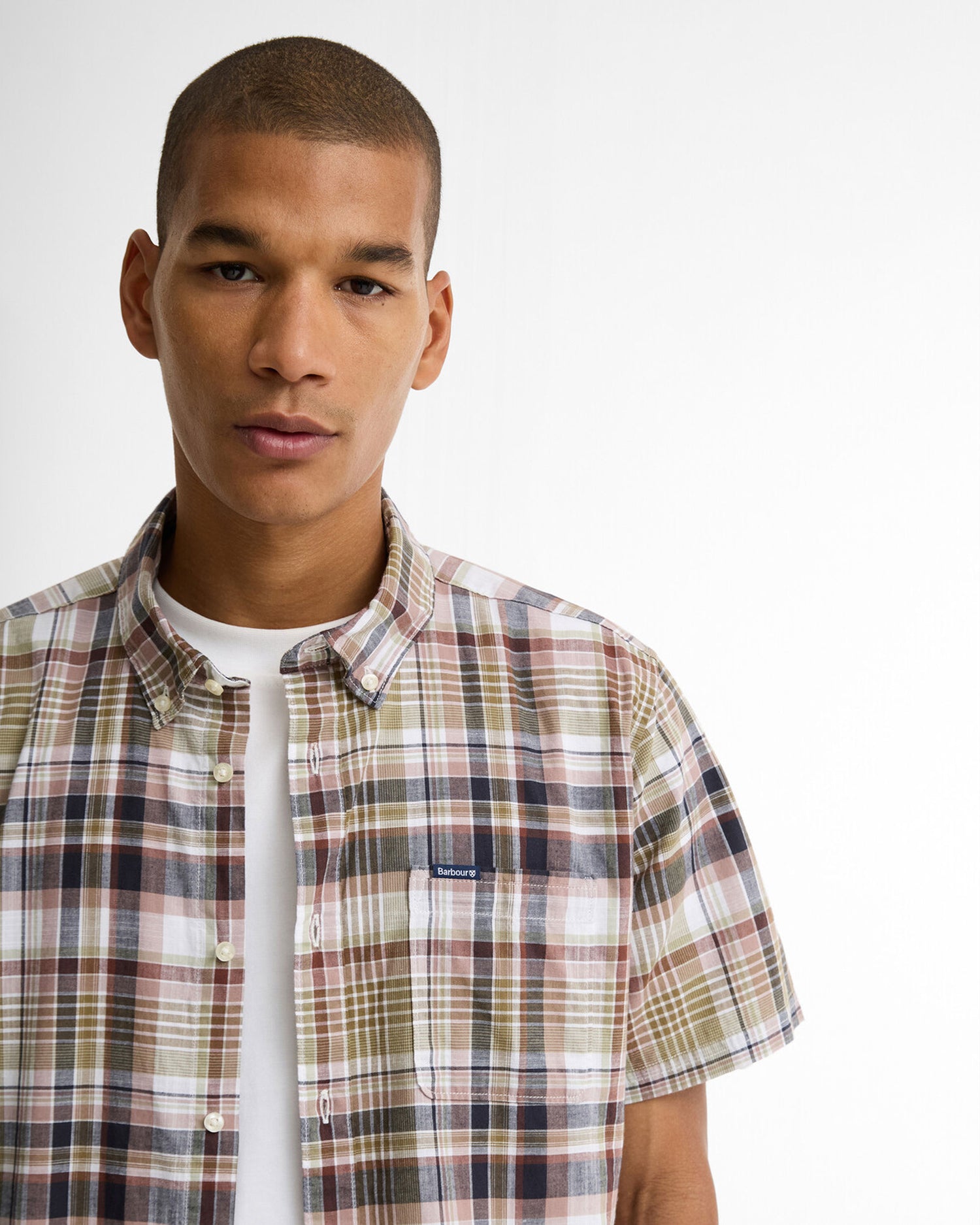 Baycliff Checked Short Sleeve Tailored Shirt - Burnt Pepper
