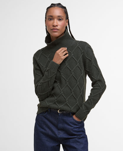 Burne Roll Neck Knitted Jumper - Olive