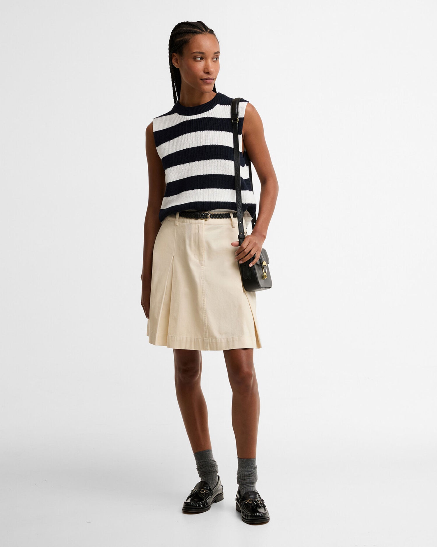 Cartmel Knitted Vest - Dark Navy Stripe