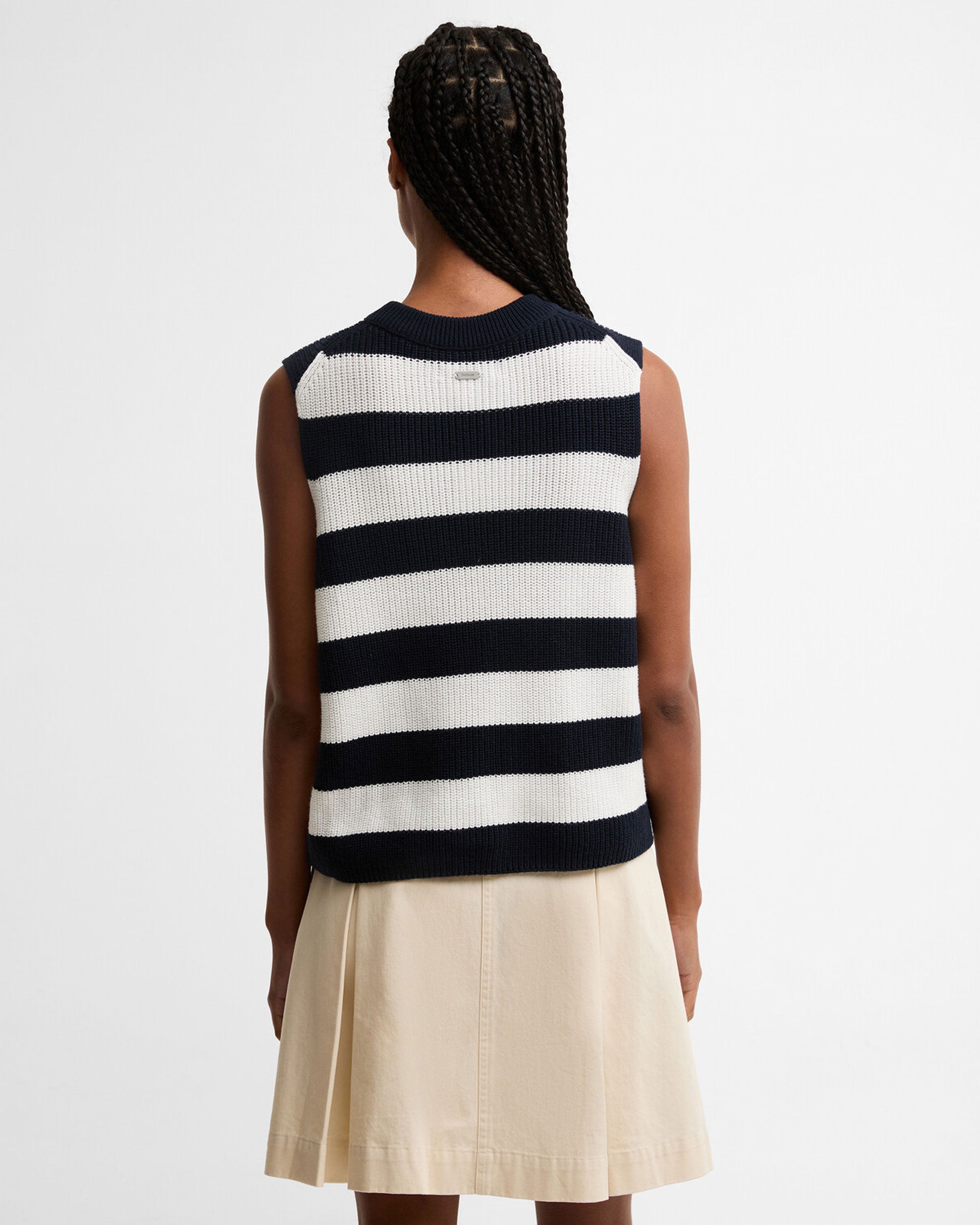 Cartmel Knitted Vest - Dark Navy Stripe