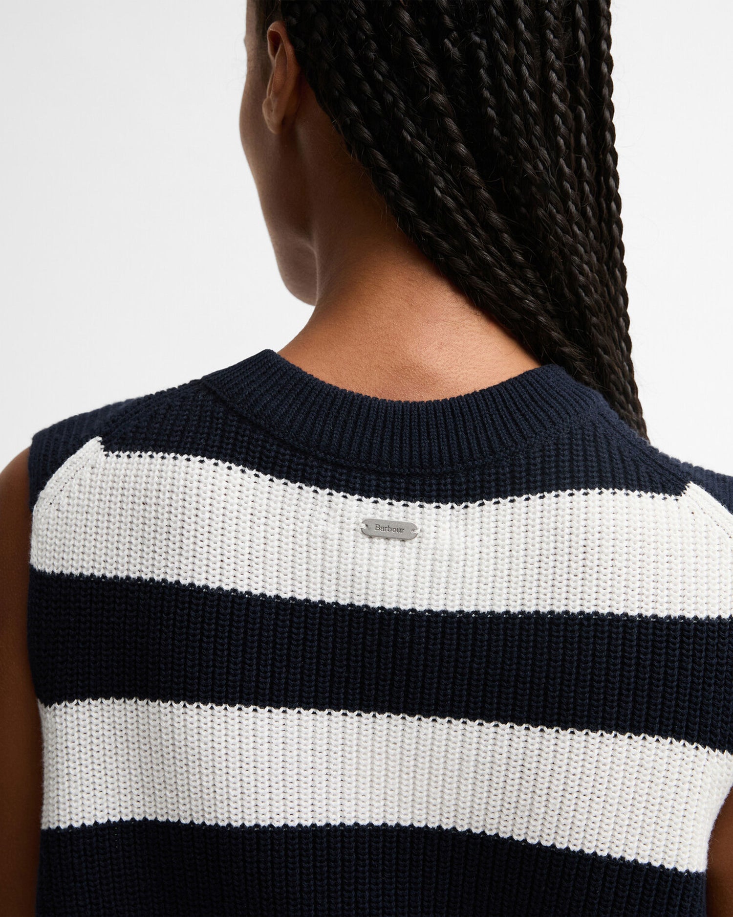 Cartmel Knitted Vest - Dark Navy Stripe