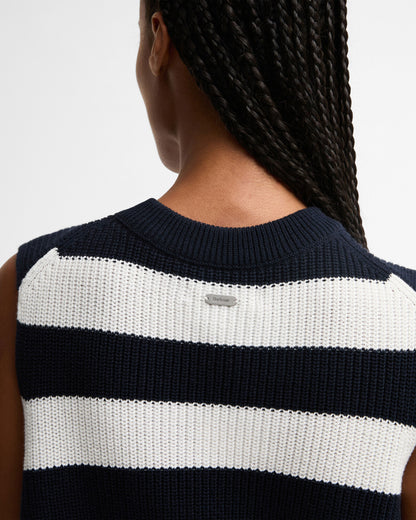Cartmel Knitted Vest - Dark Navy Stripe