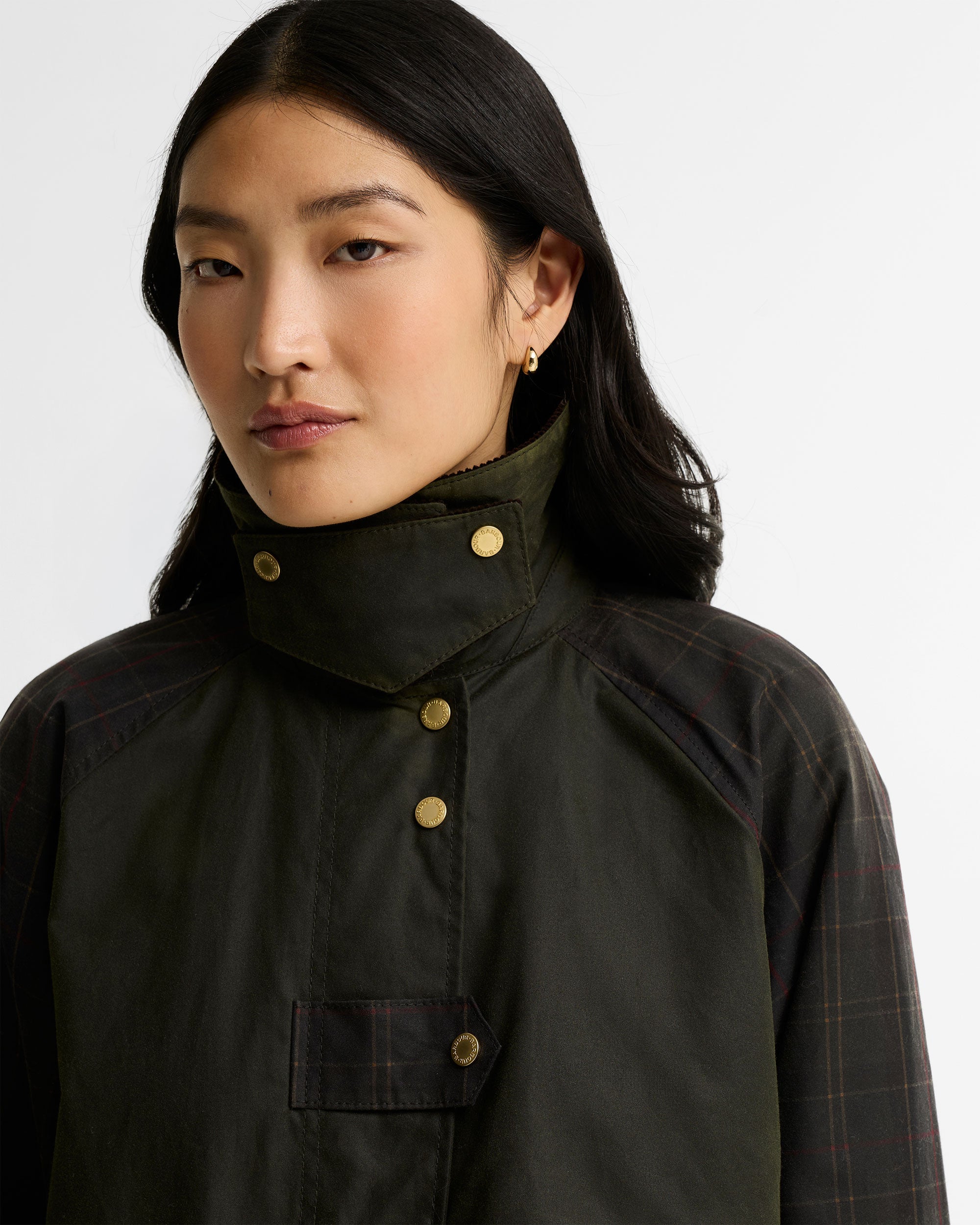Checked Kirklees Wax Jacket - Fern/Classic/Shadow Classic