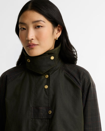 Checked Kirklees Wax Jacket - Fern/Classic/Shadow Classic
