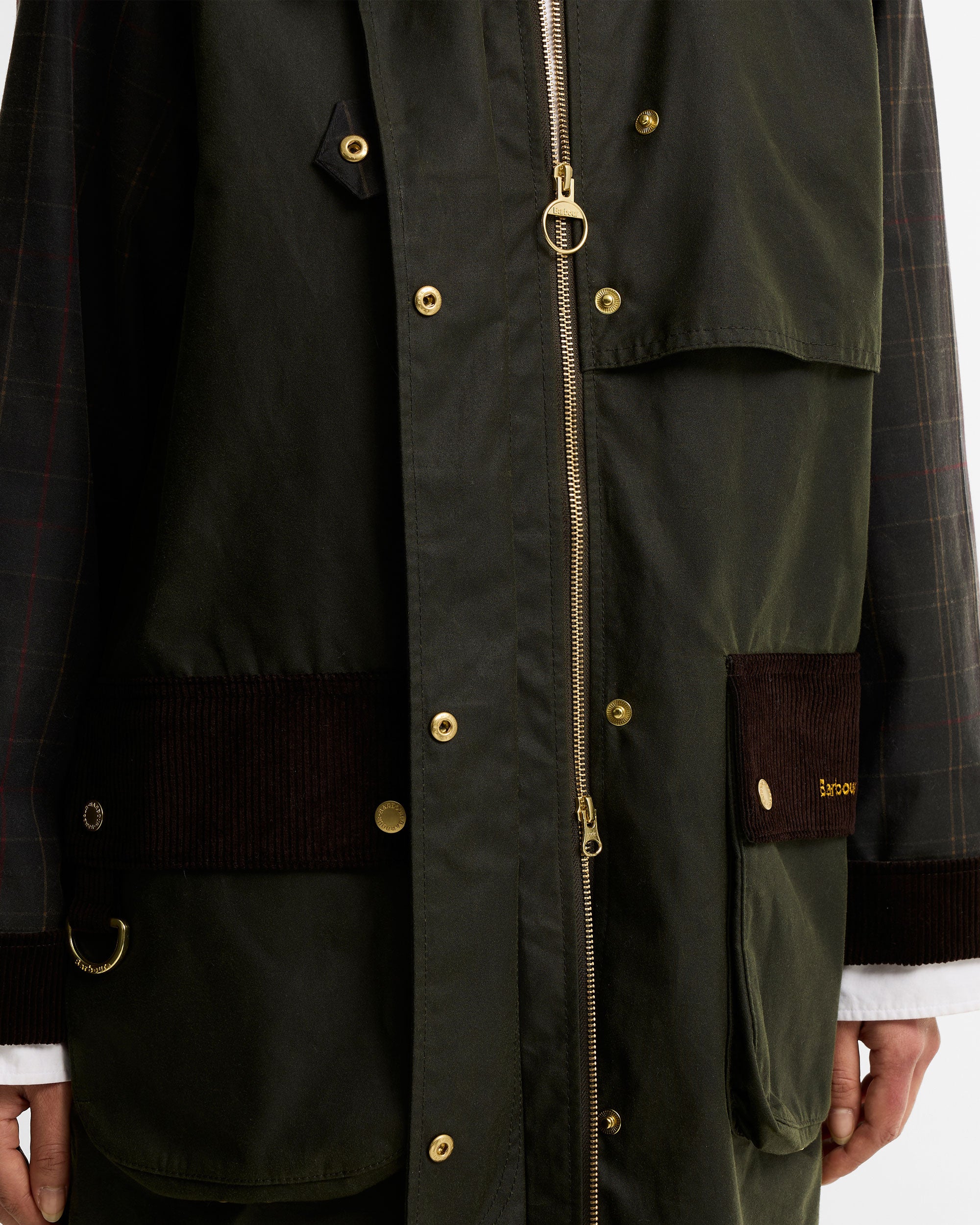 Checked Kirklees Wax Jacket - Fern/Classic/Shadow Classic