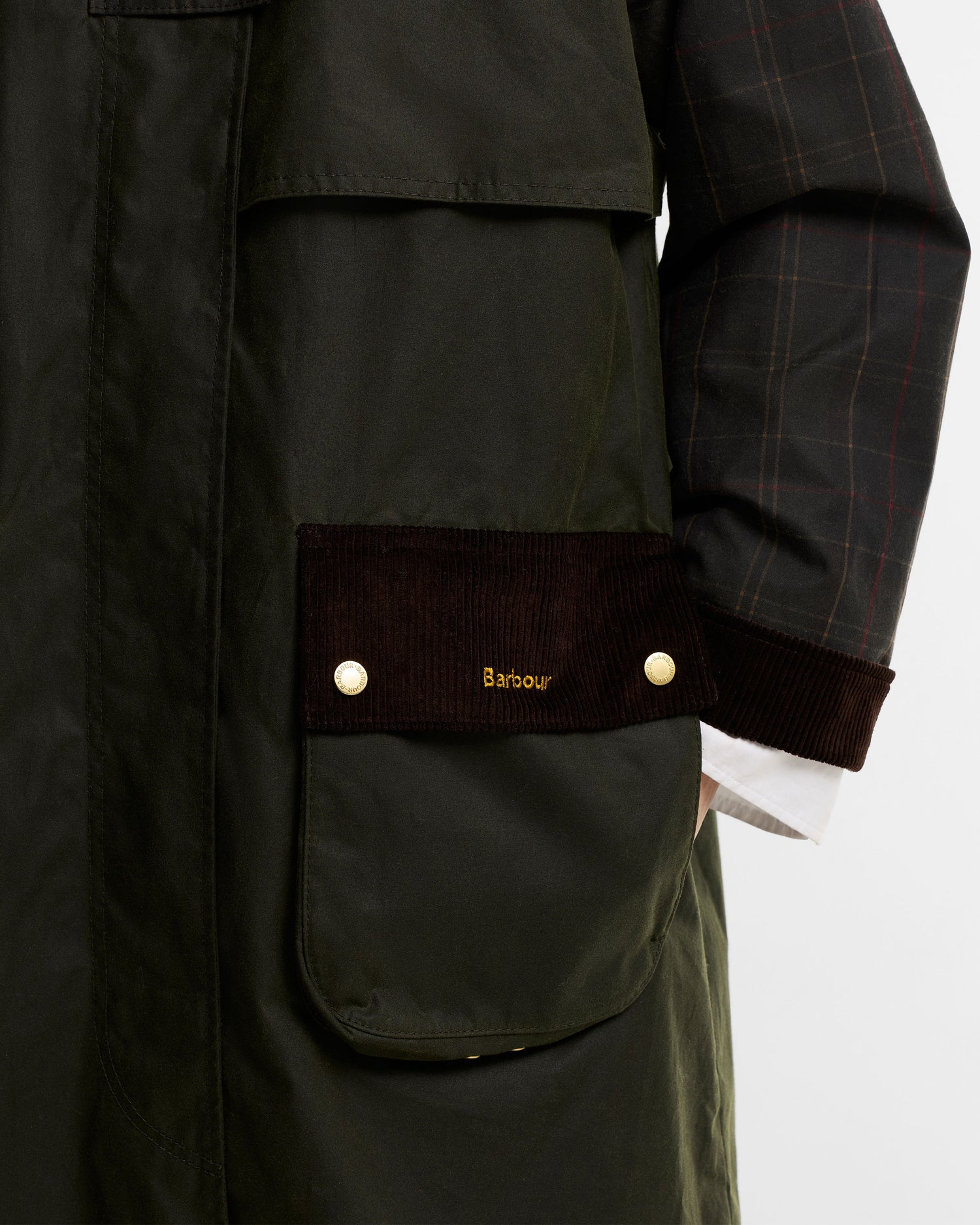 Checked Kirklees Wax Jacket - Fern/Classic/Shadow Classic
