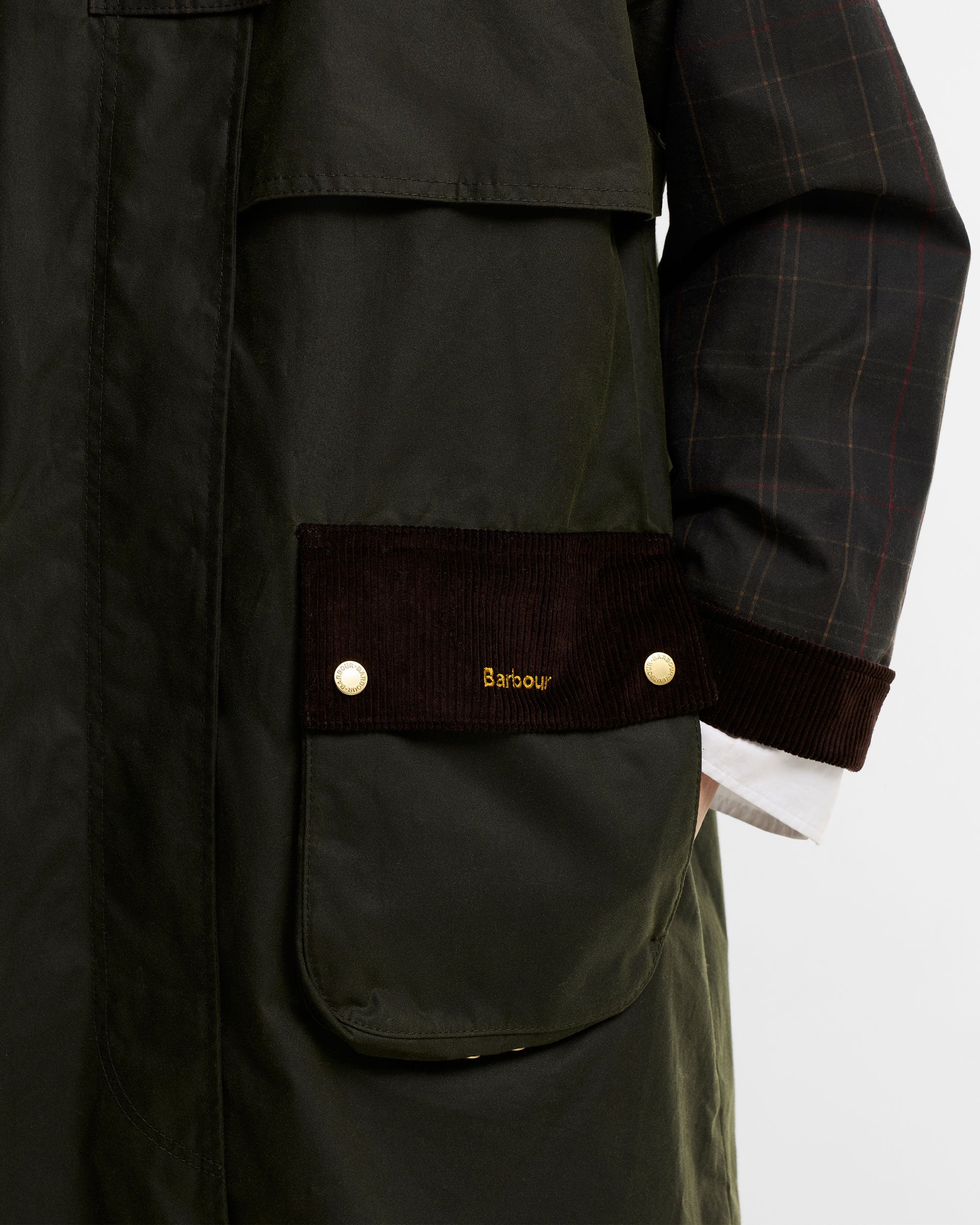 Checked Kirklees Wax Jacket - Fern/Classic/Shadow Classic