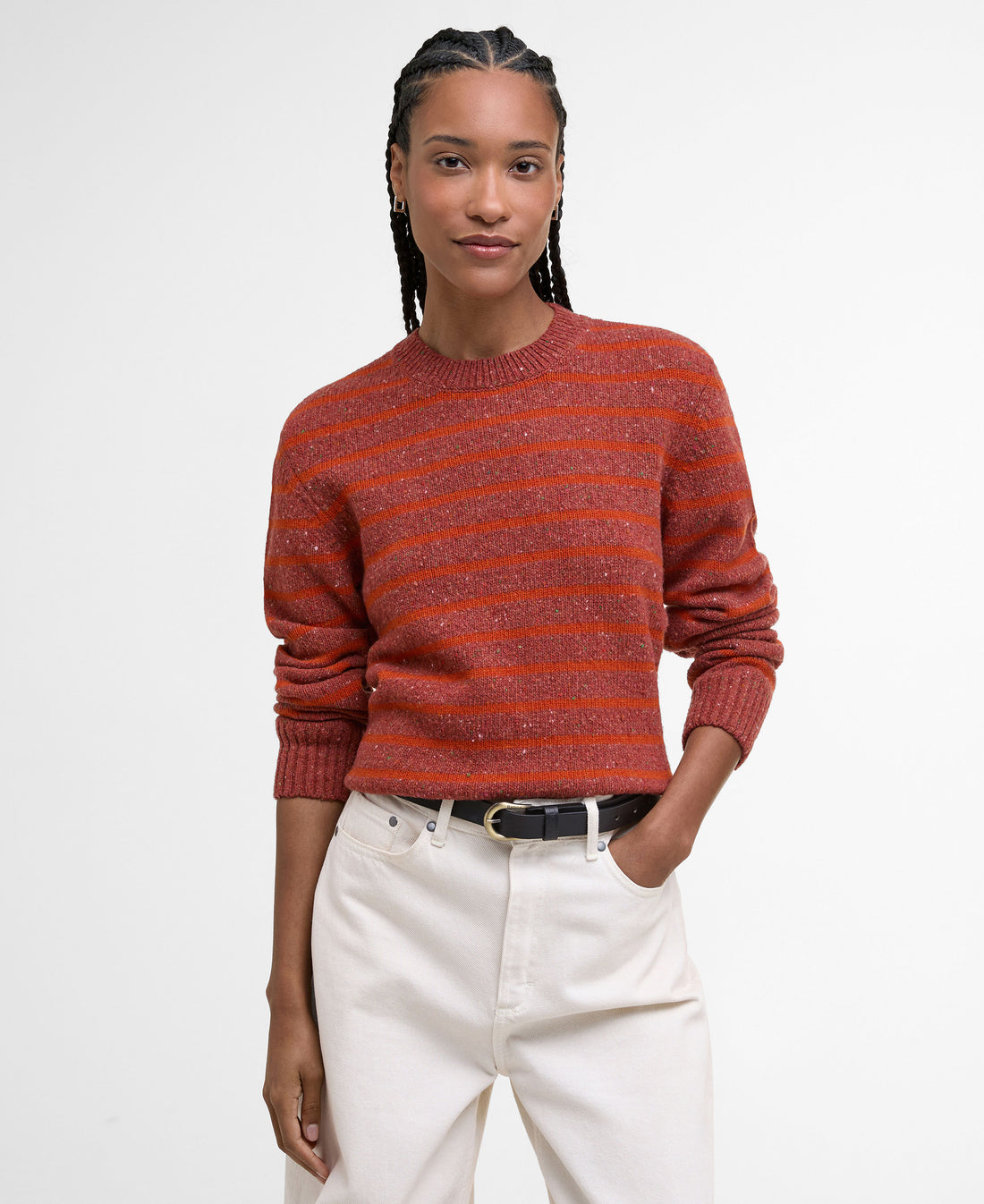 Claydon Knitted Jumper - Burnt Orange Stripe
