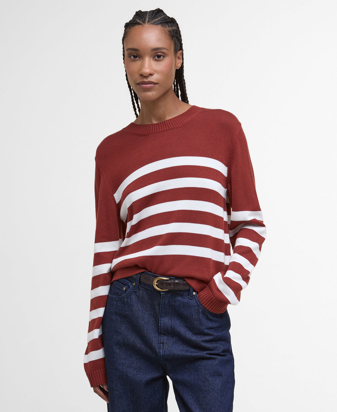 Demi Striped Crew Neck Jumper - Burnt Henna Stripe