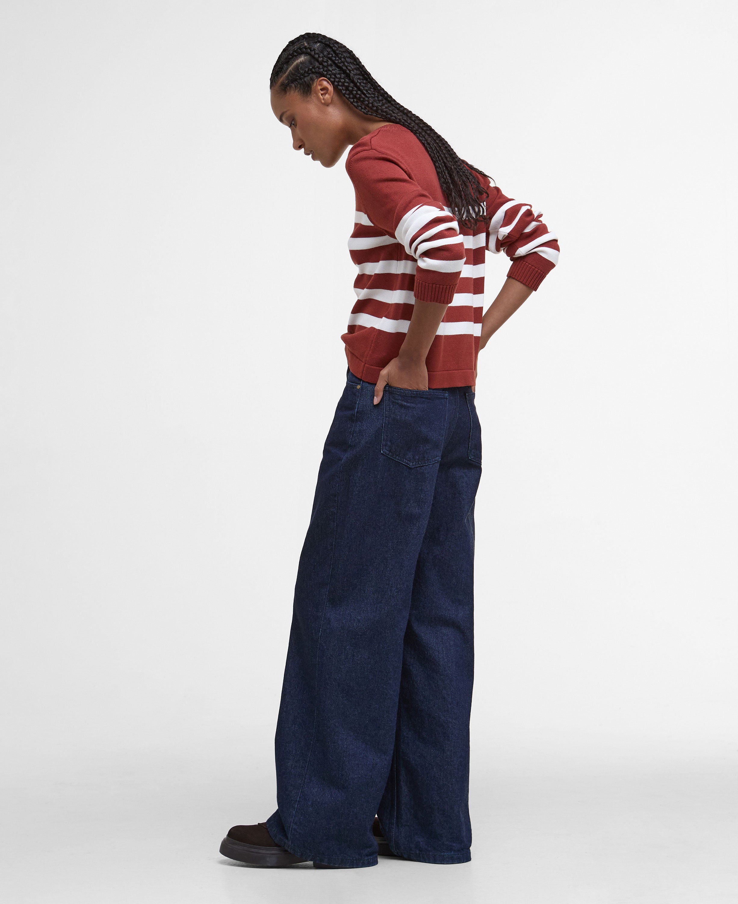 Demi Striped Crew Neck Jumper - Burnt Henna Stripe