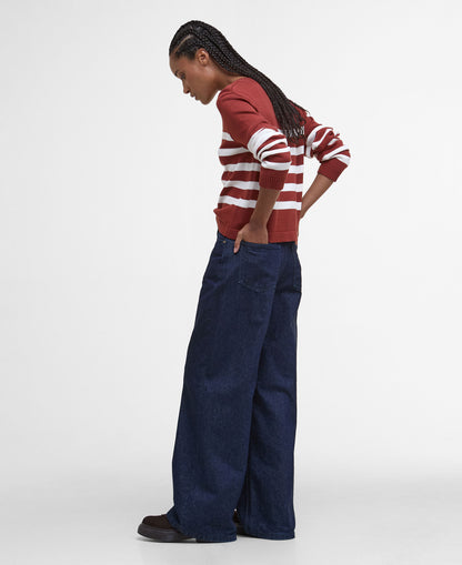 Demi Striped Crew Neck Jumper - Burnt Henna Stripe