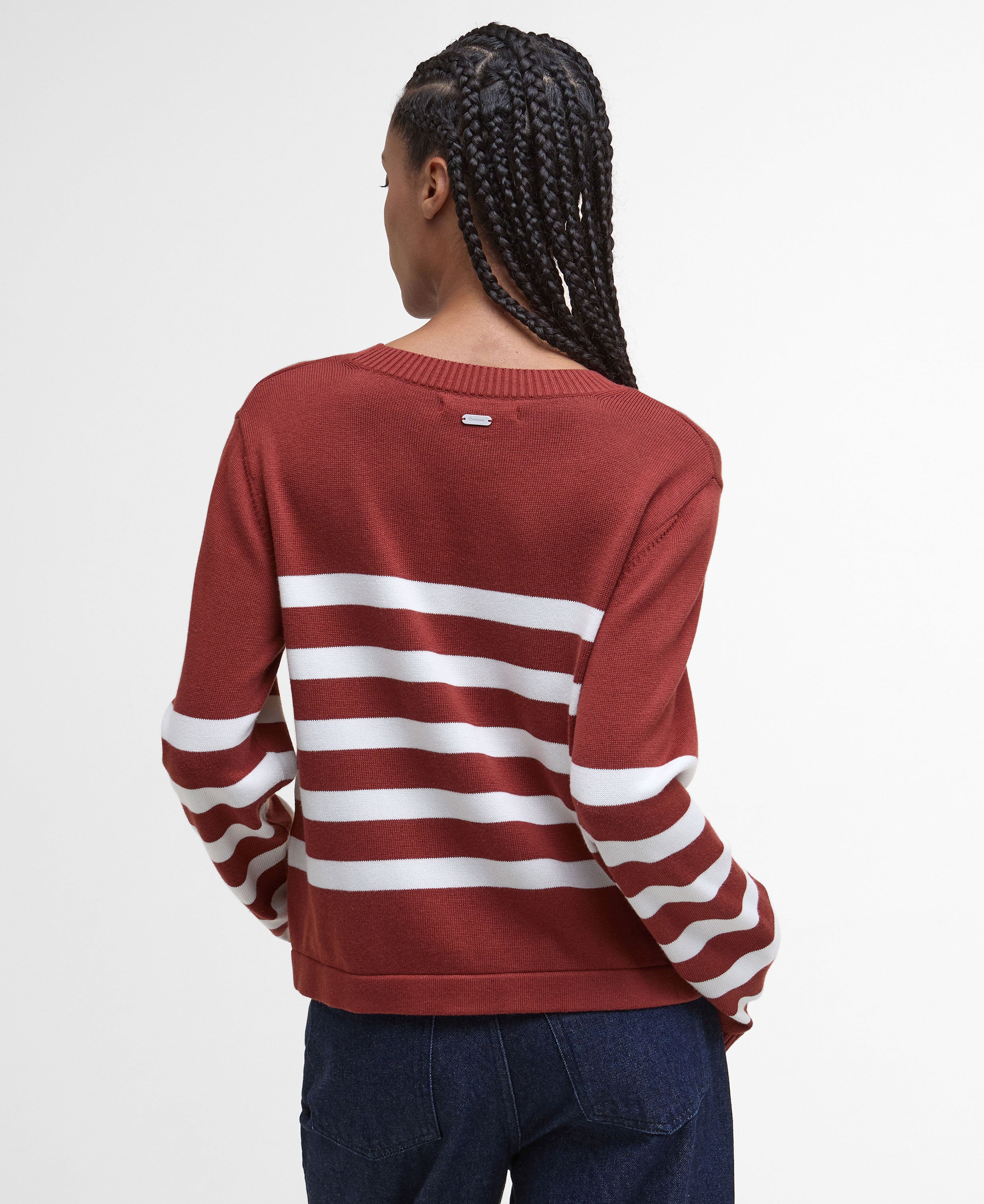 Demi Striped Crew Neck Jumper - Burnt Henna Stripe