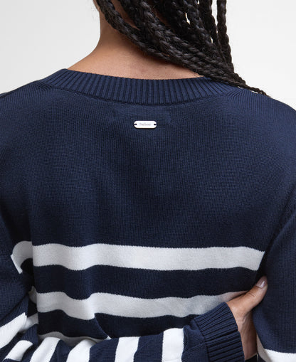 Demi Striped Crew Neck Jumper - Dark Navy Stripe