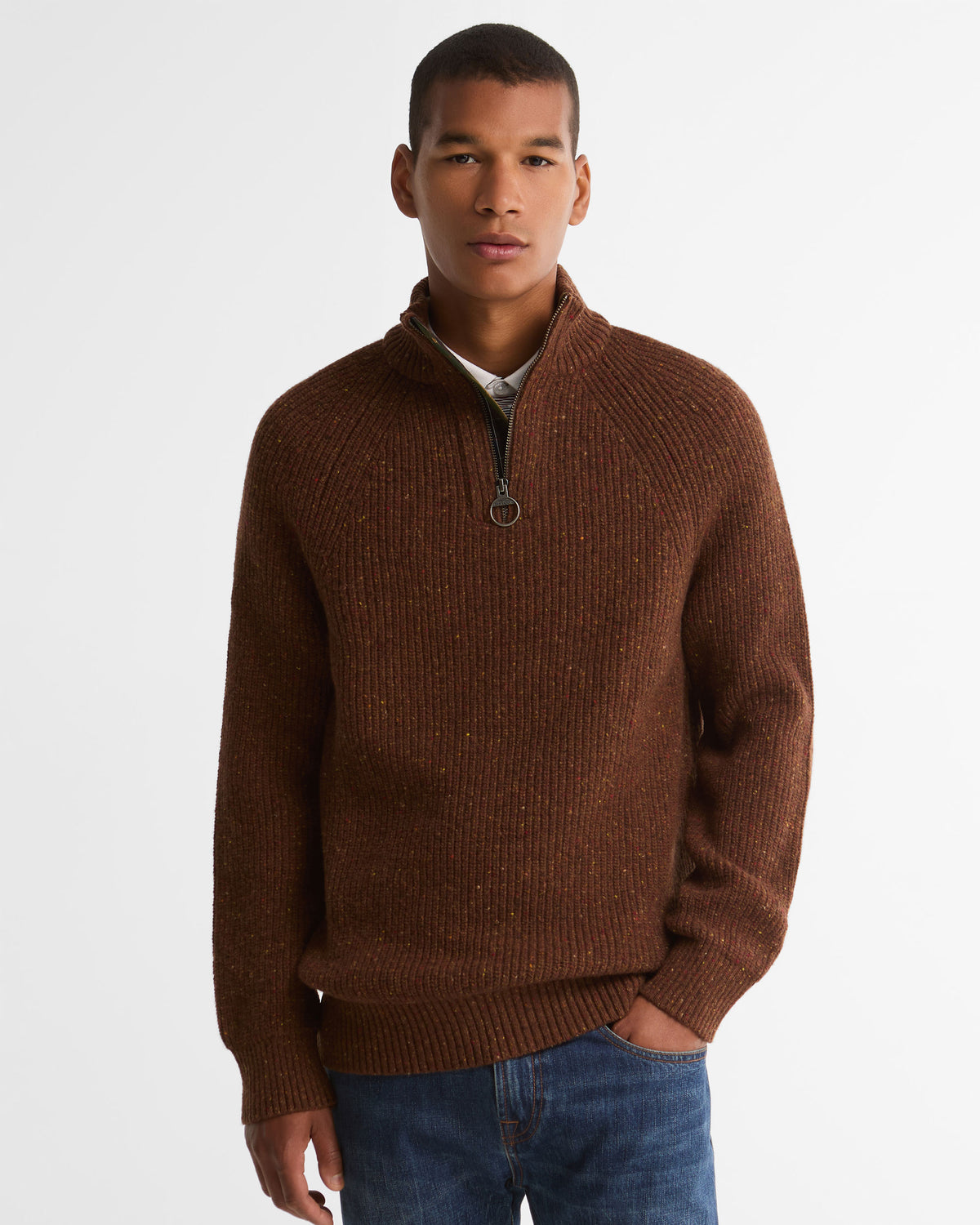 Essentials Fleck Half Zip - Bracken