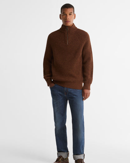 Essentials Fleck Half Zip - Bracken